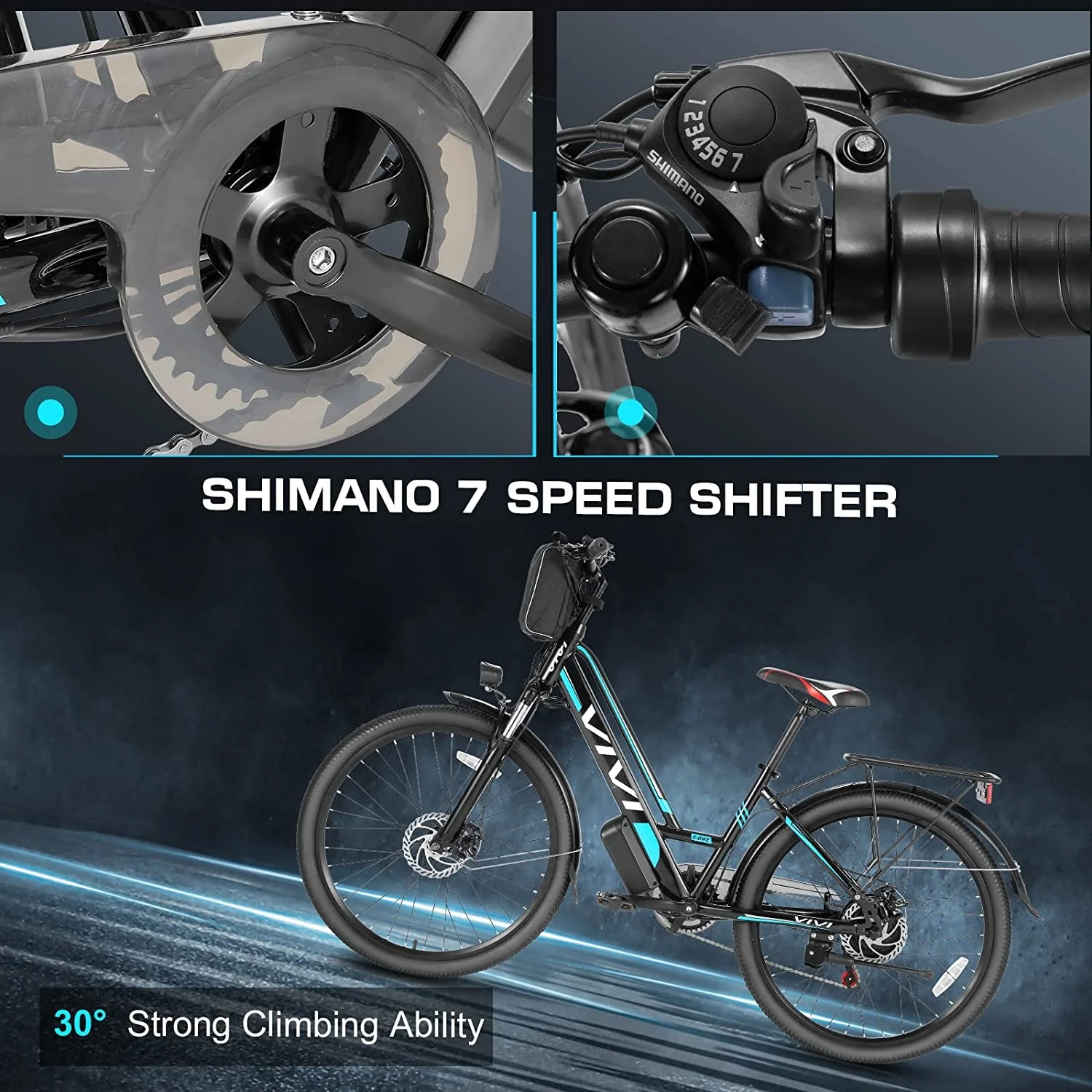 Vivi Electric Bike 26" City Commuter Electric Bike 48V 500W Step - Through Electric Bike 19.8MPH Electric Cruiser