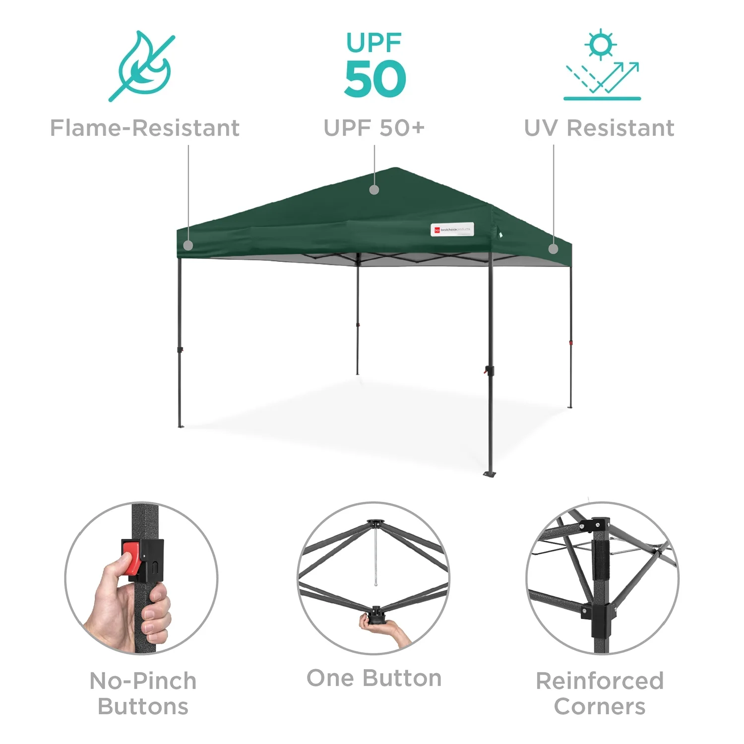 Best Choice Products 12x12ft Easy Setup Pop Up Canopy w/ 1-Button Setup, Wheeled Case, 4 Weight Bags - Navy Blue - Image 81