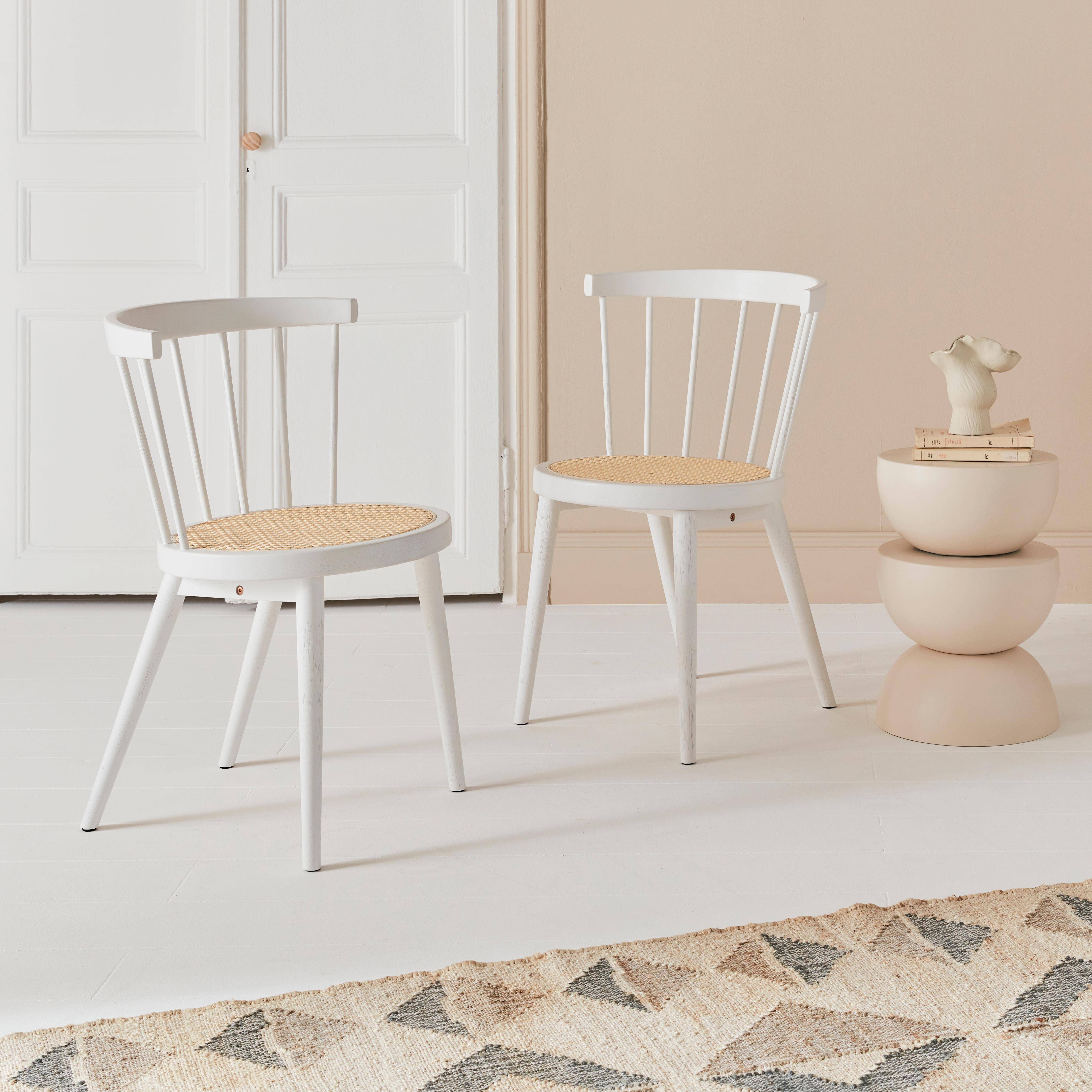 Nora - Silla de madera y caña, set de 2