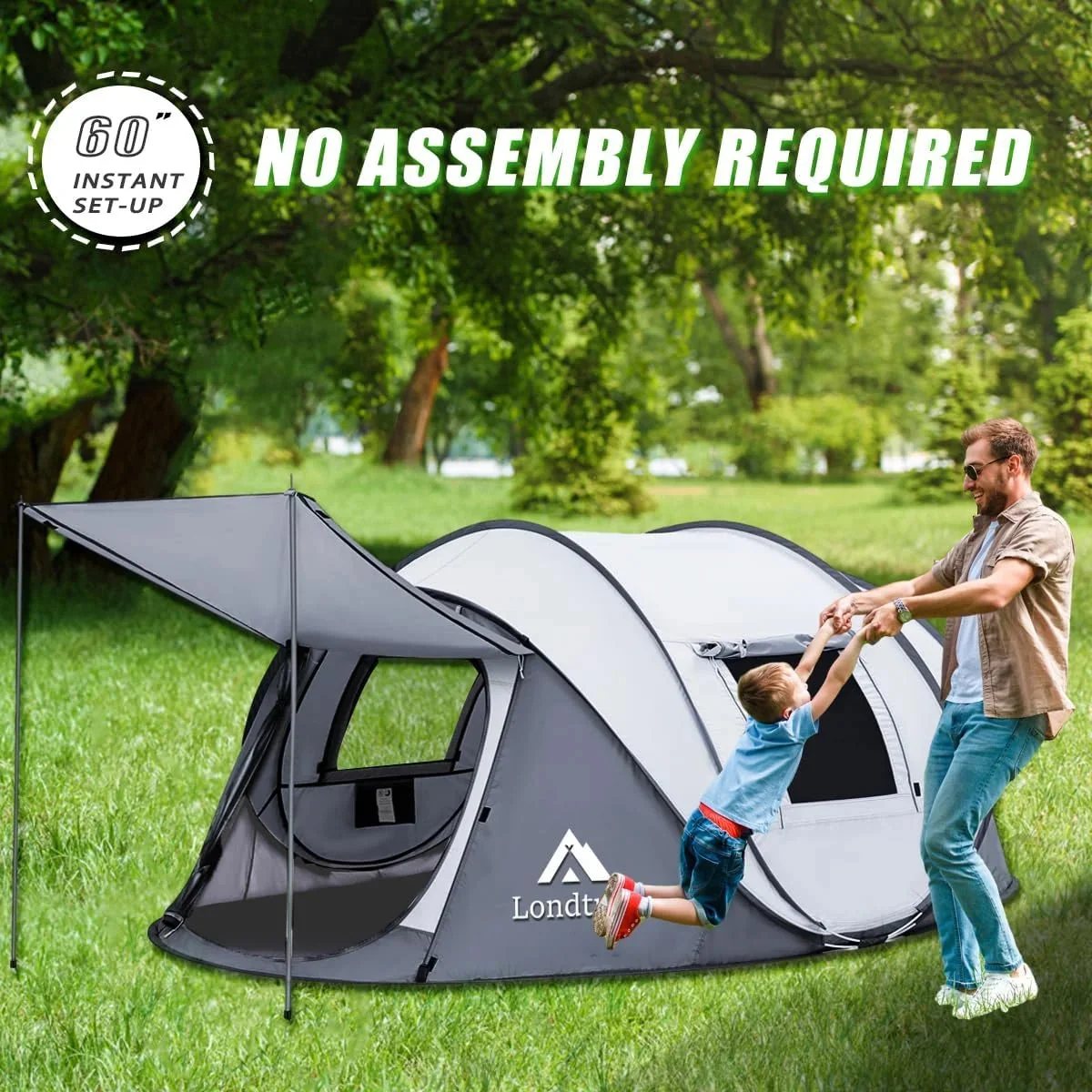 4 Person Pop-Up Camping Tent, Waterproof, 2 Doors, Automatic Setup - Image 5 4 Person Pop-Up Camping Tent, Waterproof, 2 Doors, Automatic Setup - Image 5