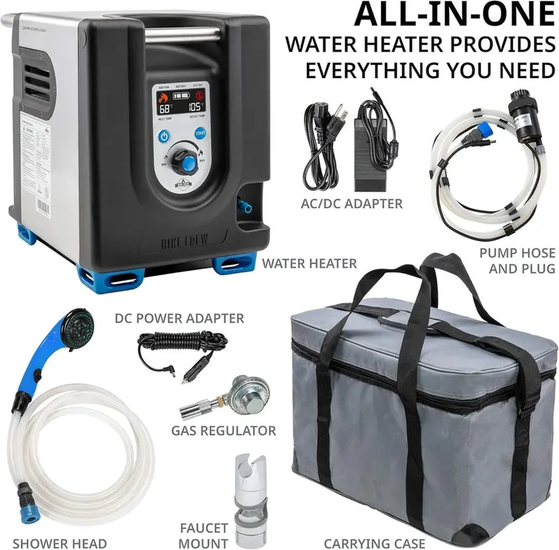 Portable Propane Water Heater And Shower Pump With LCD Display And Carry Case - Image 3 Portable Propane Water Heater And Shower Pump With LCD Display And Carry Case - Image 3