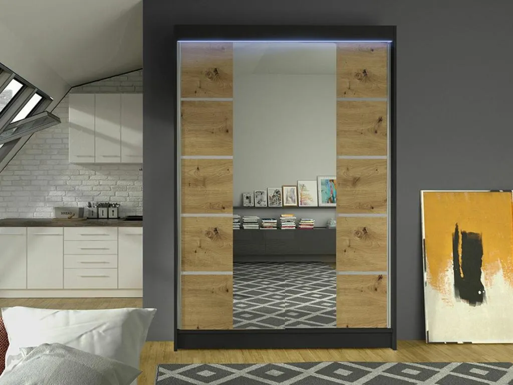 Armario Kavehomedeco 151 Kavehomedeco Artisan | Negro 200x120x58cm Puertas de armario - Correderas 39382WWNZ