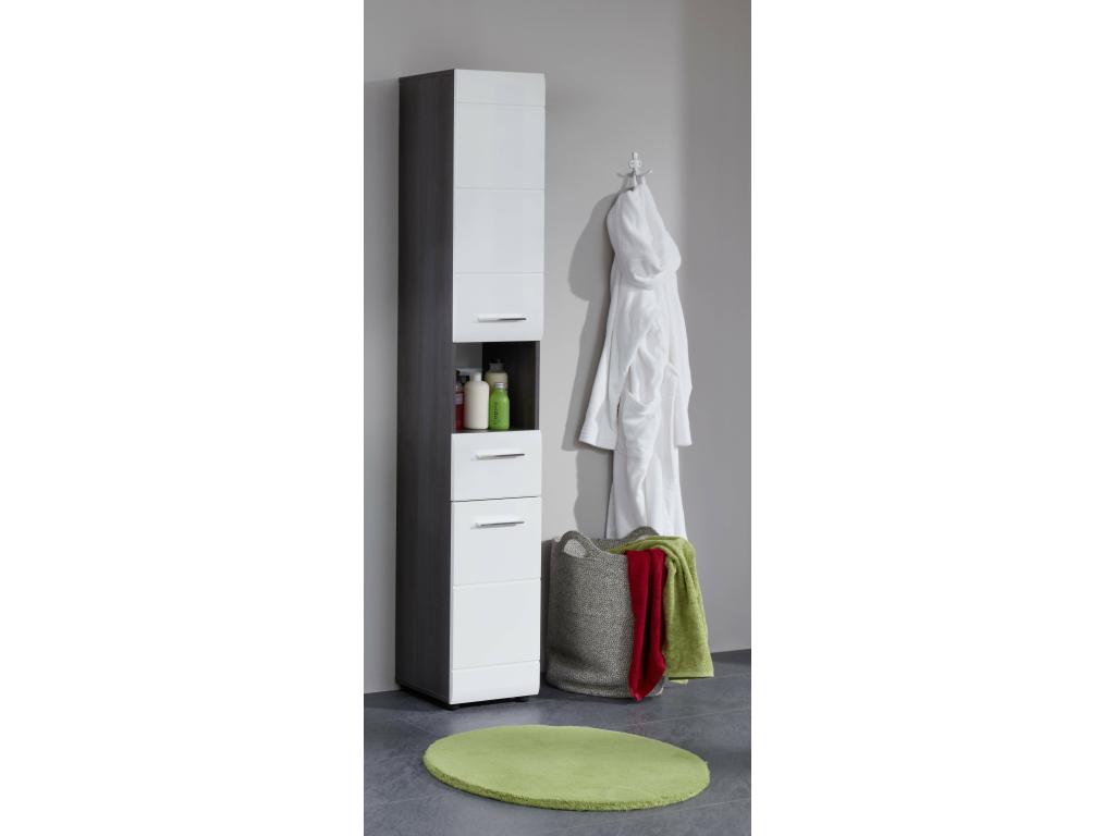Mueble de baño Tucasago brillo y gris ceniza 2 puertas 1 cajón Kinzo 30 cm