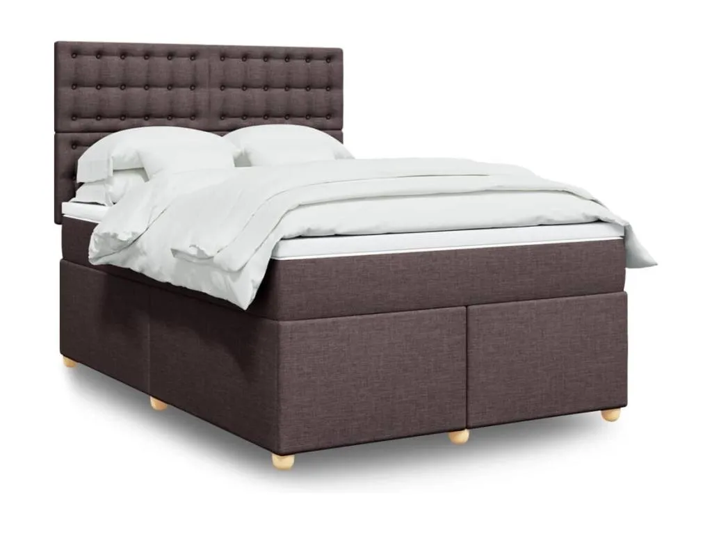 Cama box spring con colchón tela marrón oscuro 140x200 cm wjb3522311