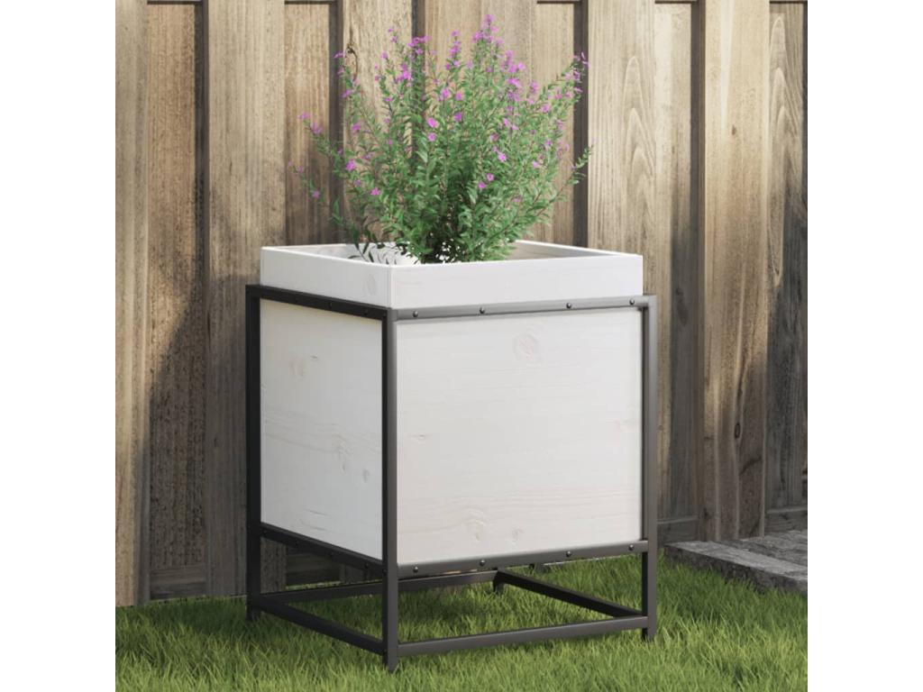 Decoratodo  madera maciza de pino blanca 40x40x50 cm