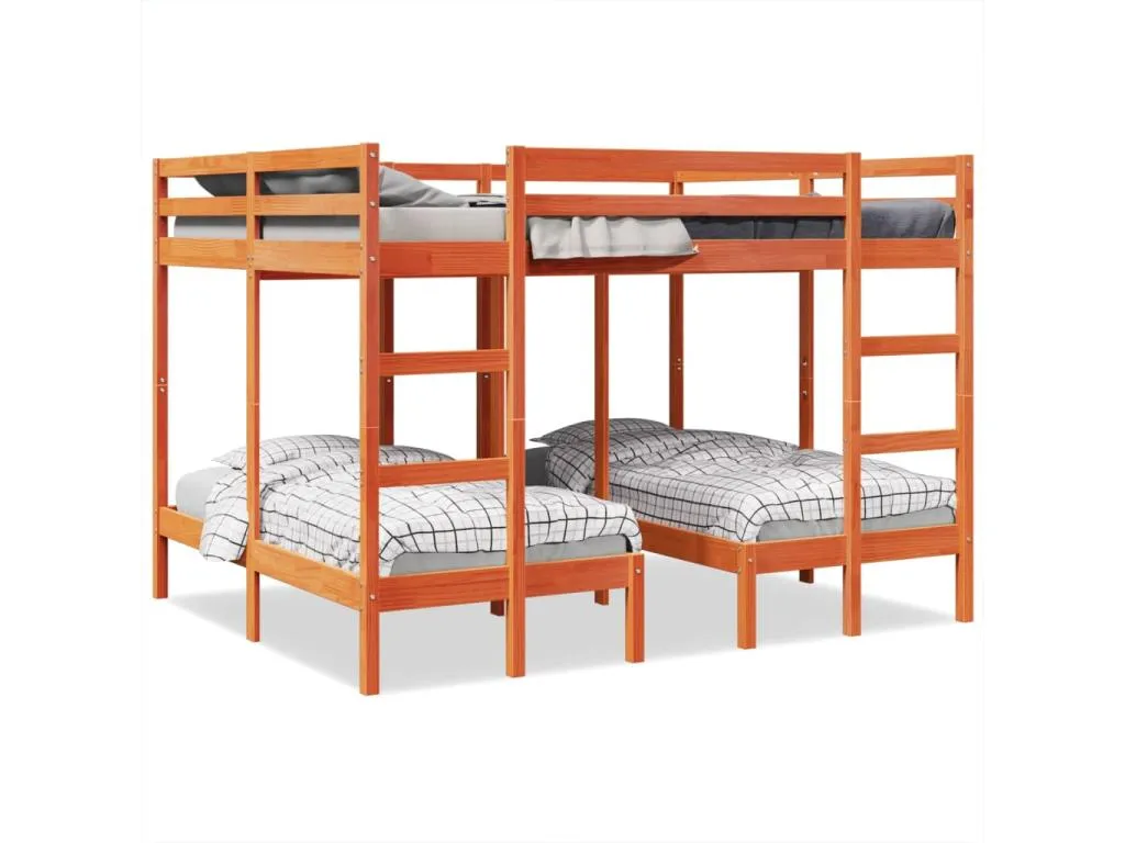 Litera triple Mobtrendy maciza de Mobtrendy marrón 140x200/70x140 cm dtiv11301