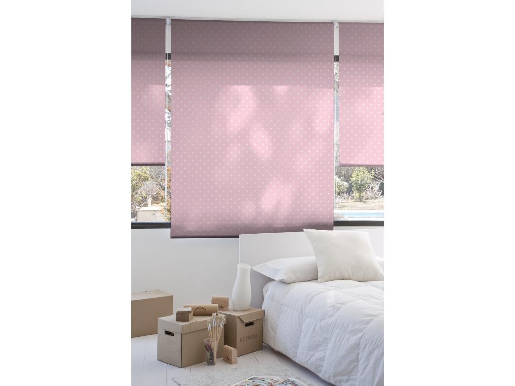 Mubdelu | Estores Personalizados TEXTURAS | 110 x 180 cm (Ancho por Alto) Tamaño de Tela 107 x 175 cm | Modelo MOTAS-2 Color Rosa
