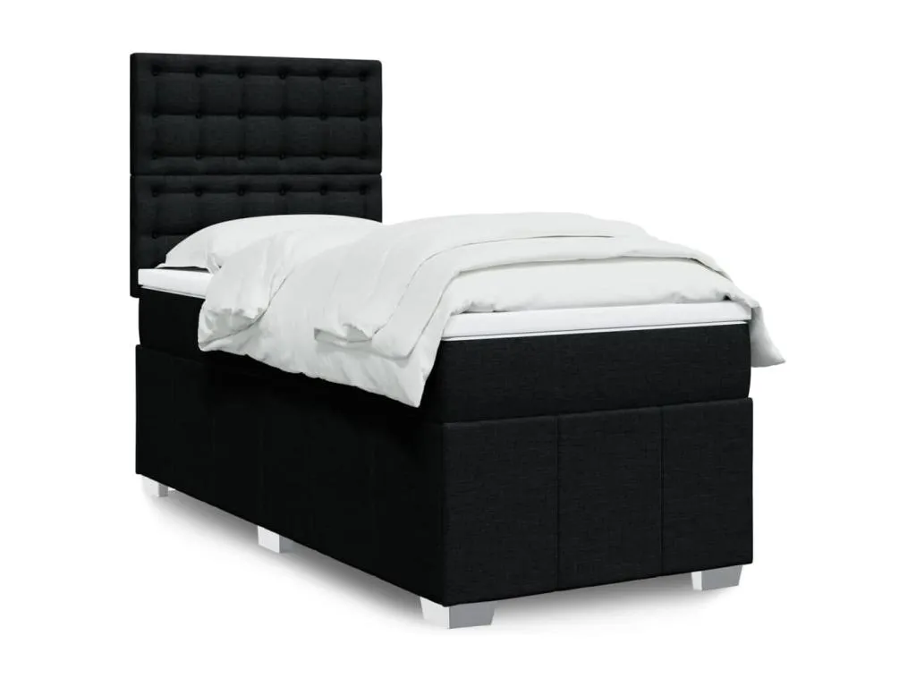 Cama box spring con colchón tela negro 100x200 cm eyl3518487