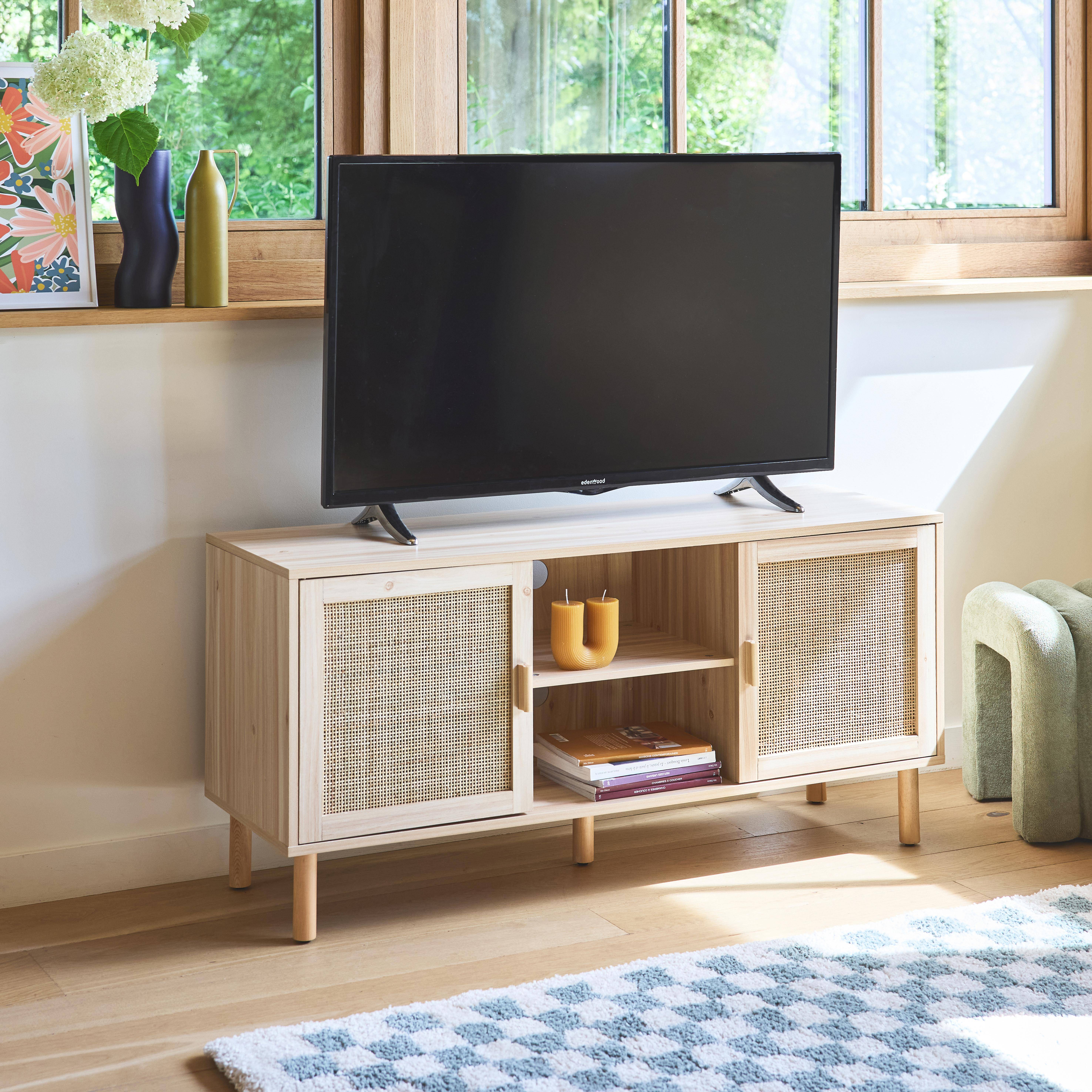Camargue - Mueble TV efecto caña y madera 120cm