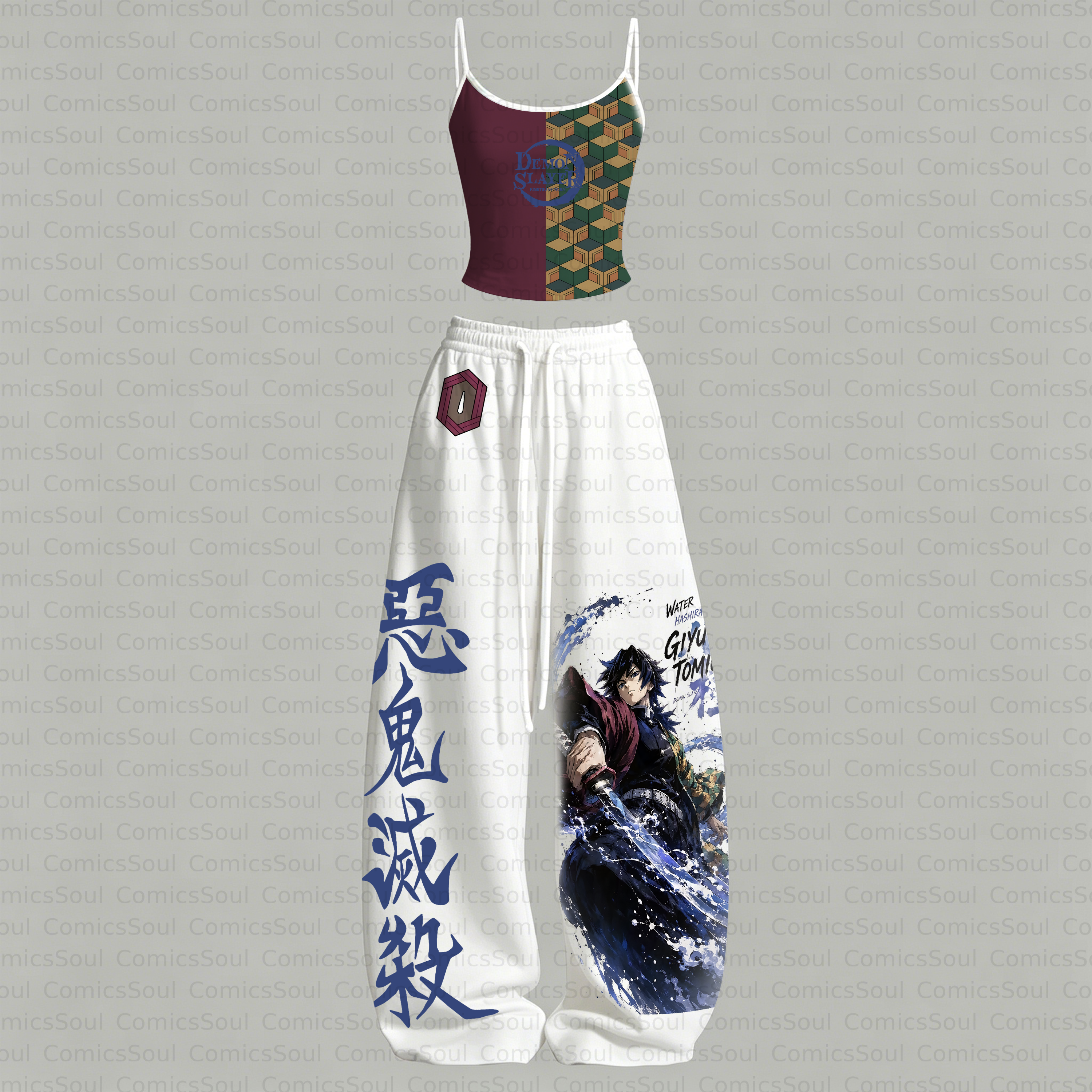 Demon Slayer Top & Elasticated Trousers Two-Piece Set 3051057 TeeThreads Sustain the Scene with Custom Apparel