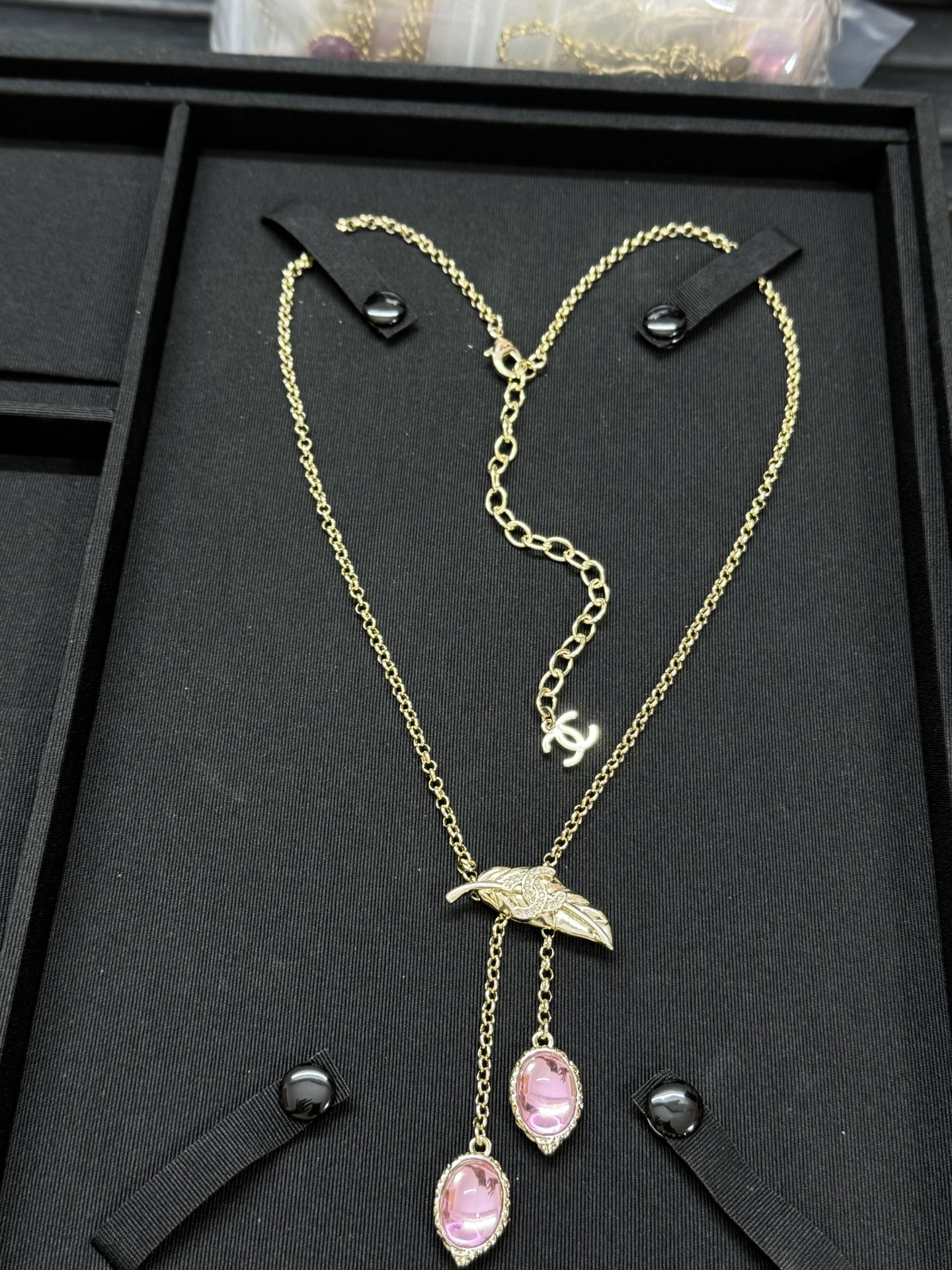 Chanel Feather Pink Diamond Tassel Pendant Necklace - Original Replica Club