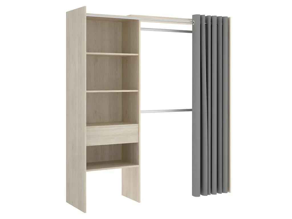 Armario ropero angular y extensible Homepleno - Ancho 164/214 cm - Homepleno y gris wbpf02855