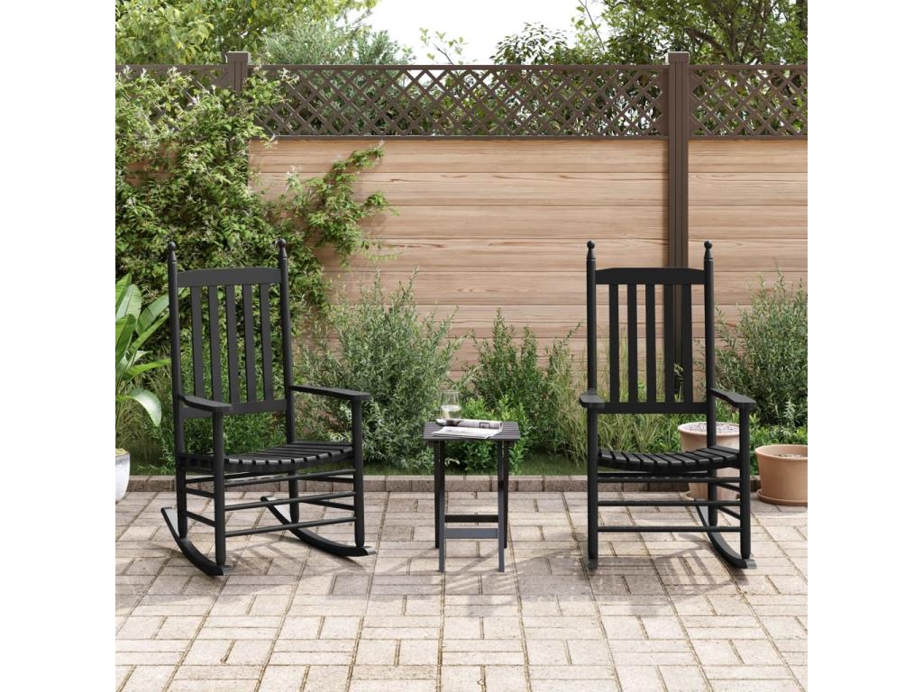 Juego de 2 mecedoras mesa plegable maciza de álamo negro