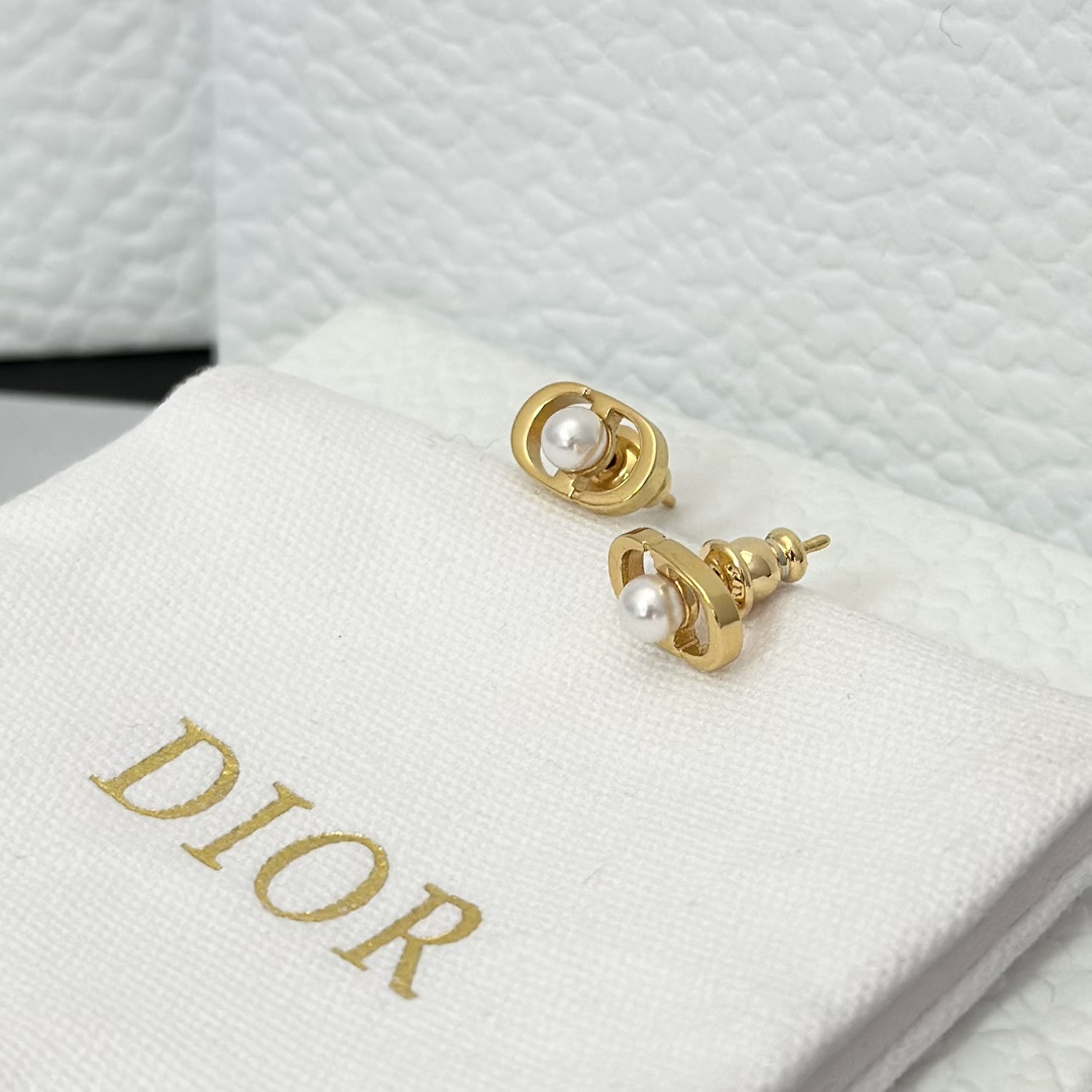 Dior Pearl Paved CD Stud Earrings - Original Replica Club