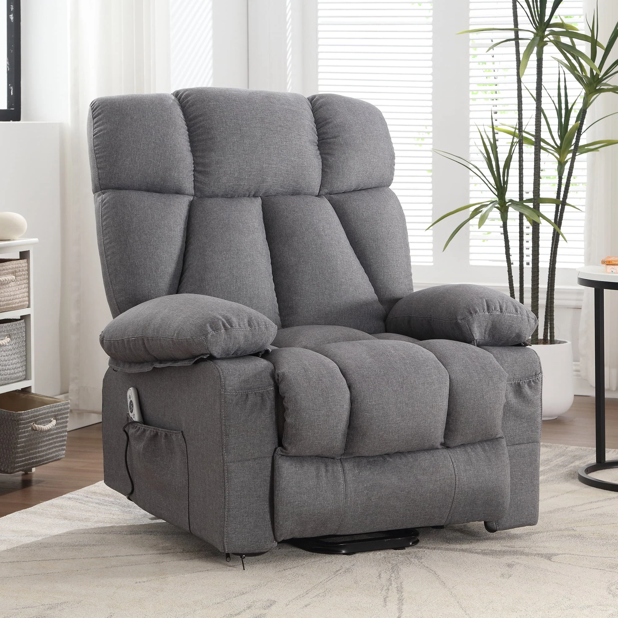 JONPONY Power Lift Recliner Chair Recliners for Elderly with Heat and Massage Recliner Chair for Living Room with Infinite Position and Side Pocket,USB Charge Port,Grey - Image 3