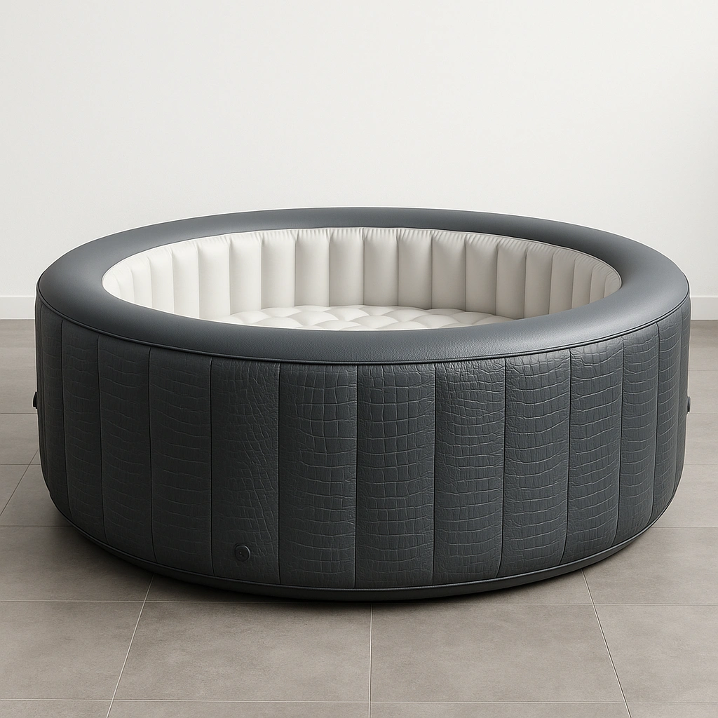 Piscina Inflable Redonda Gris y Blanco Material PVC para Exteriores e Interiores 150x150x50cm