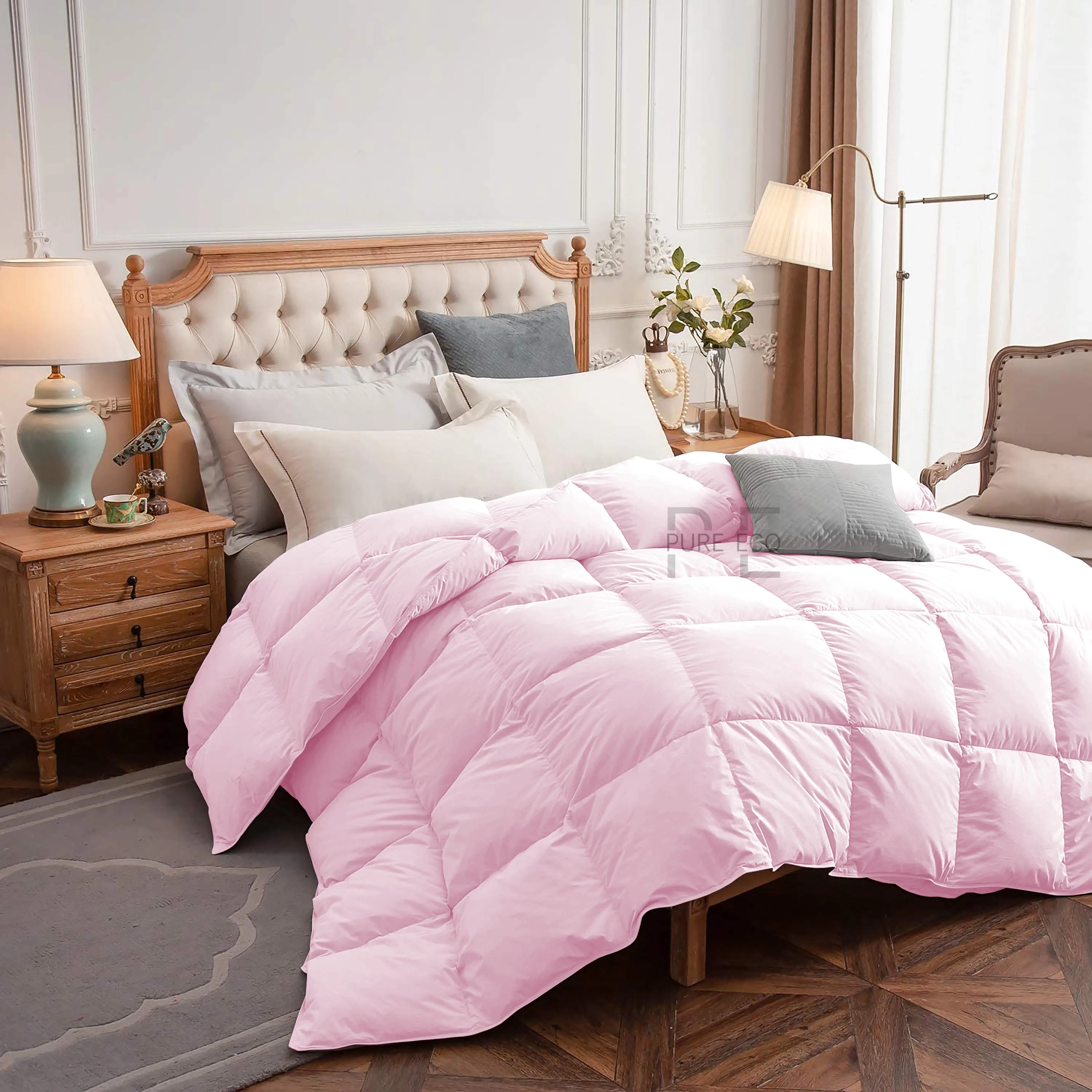 Ayanshi Hotel Bedding Comforter Twin Size, Duvet Insert, Quilted Comforter with Corner Tabs, All Season Lightweight Quilt, Down Alternative Hotel Comforter Twin Size 68X90 Baby Pink - Image 2