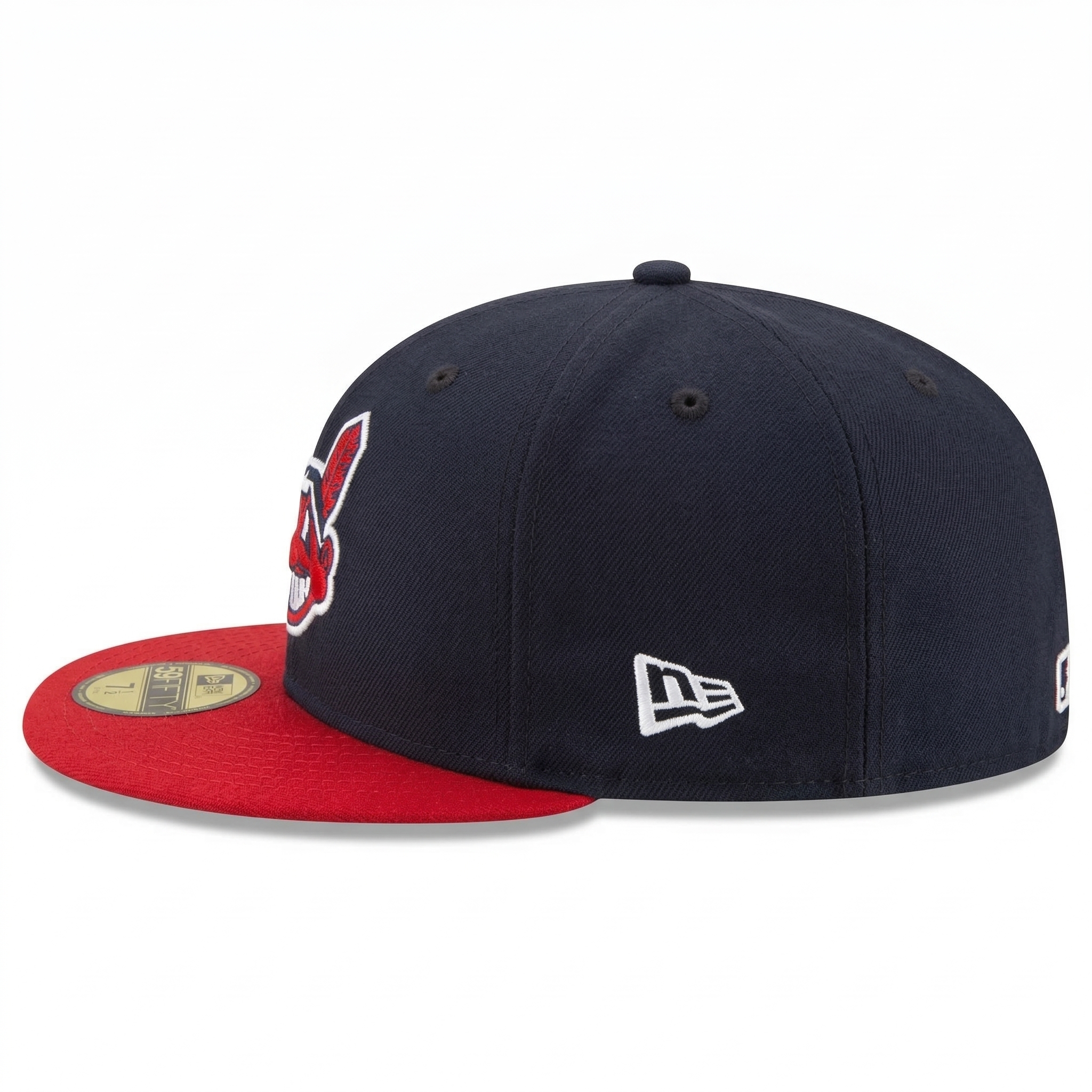 Classic Cleveland Retro Mascot Fitted Hat - Navy/Red Two-Tone Flat Brim Cap | SEVEN HATS - SEVEN HATS