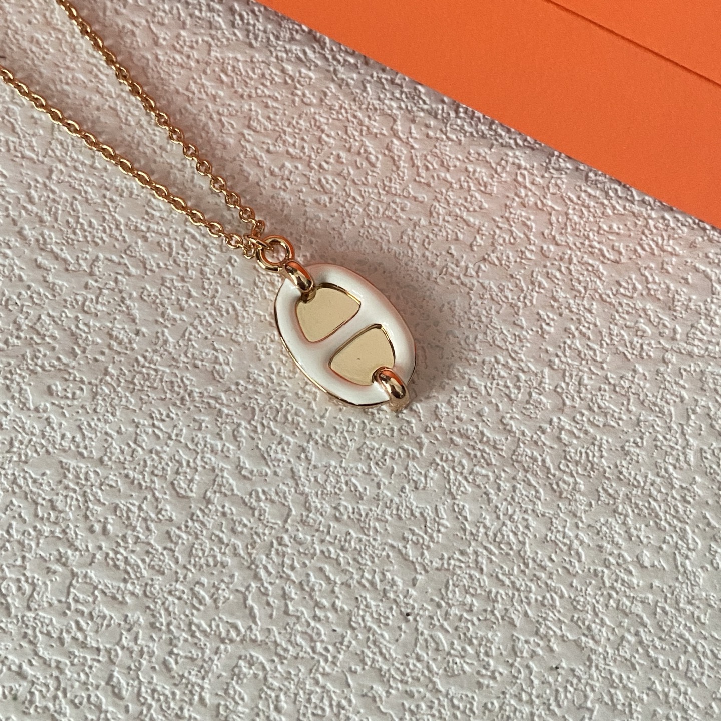 Hermes White Enamel Pig Nose Pendant Necklace - Original Replica Club