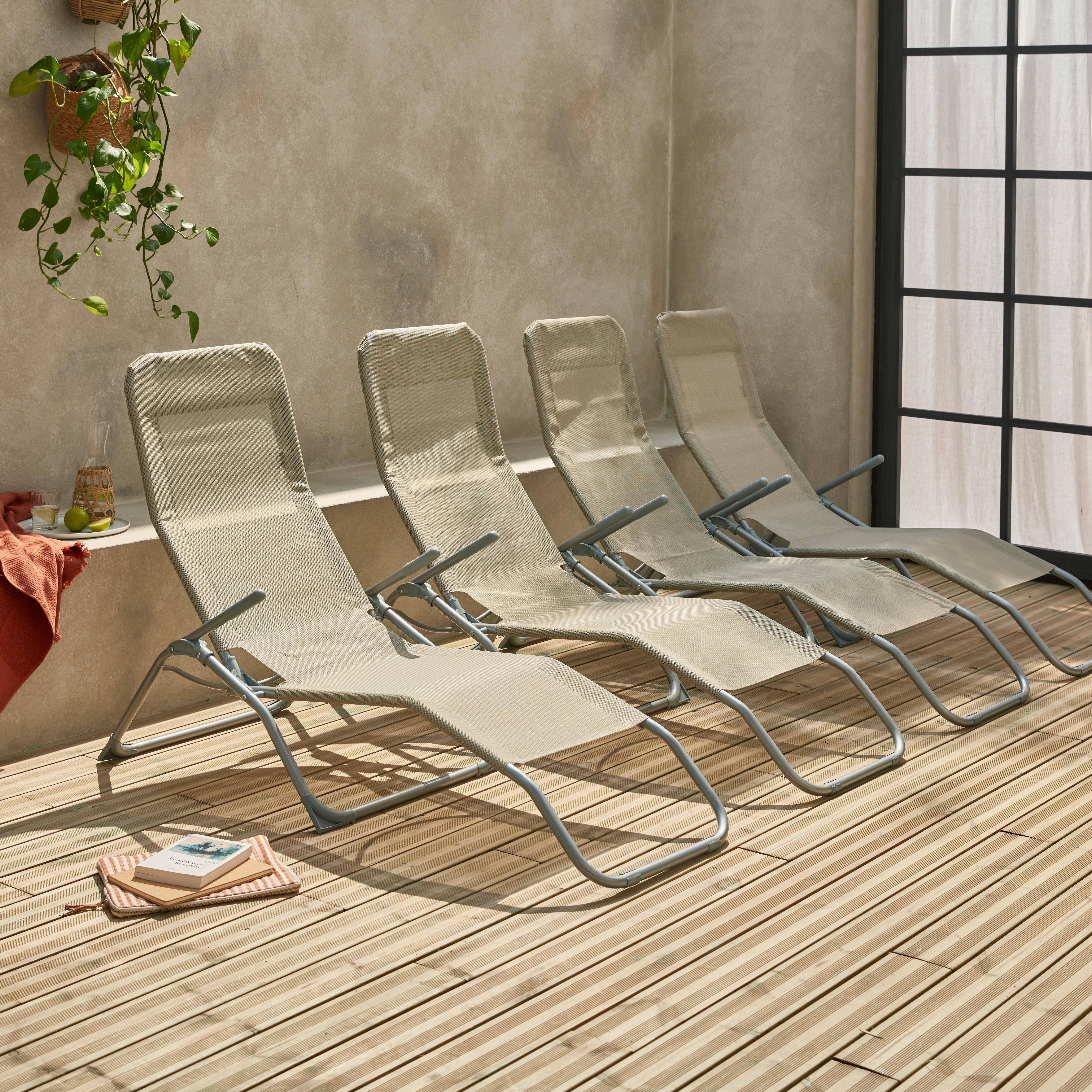 Levito x4 - Tumbona plegable de textileno con 2 posiciones, set de 4