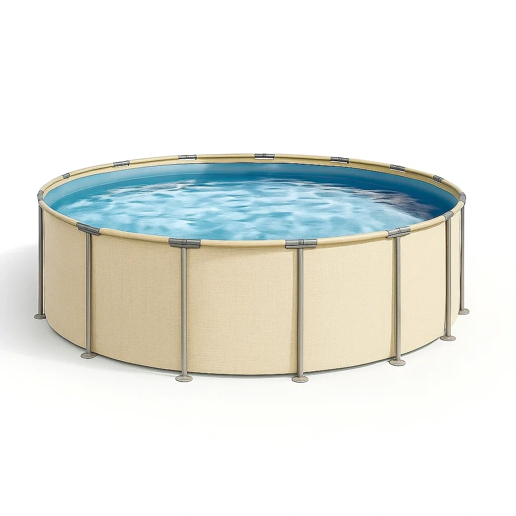 Piscina tubular redonda desmontable acero 358x98 cm color crema con filtro y escalera KQNXgjW262op