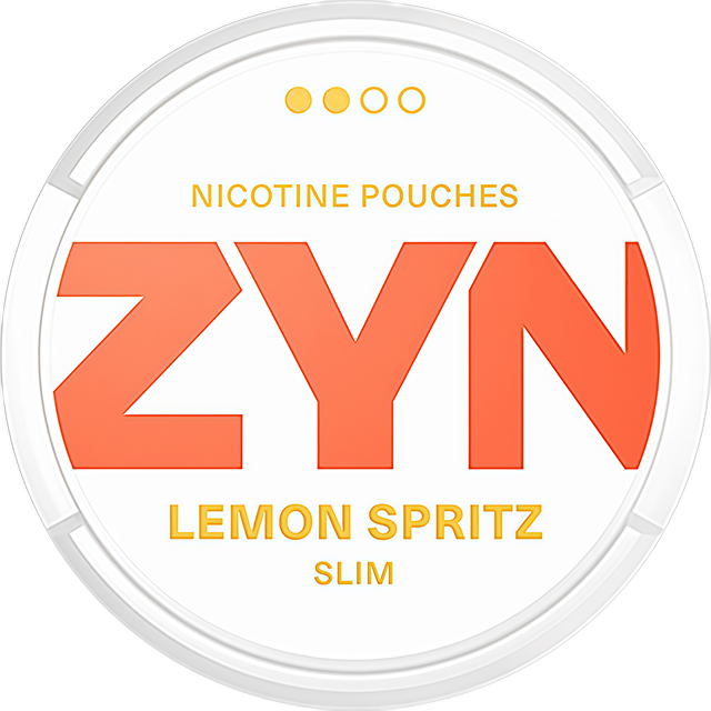ZYN Lemon Spritz 6.5mg nicotine pouches — Slim Moist can with 21 normal lemon-fizz pouches