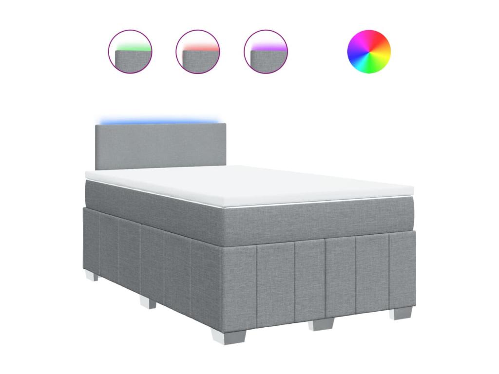 Cama box spring con colchón tela gris claro 120x200 cm