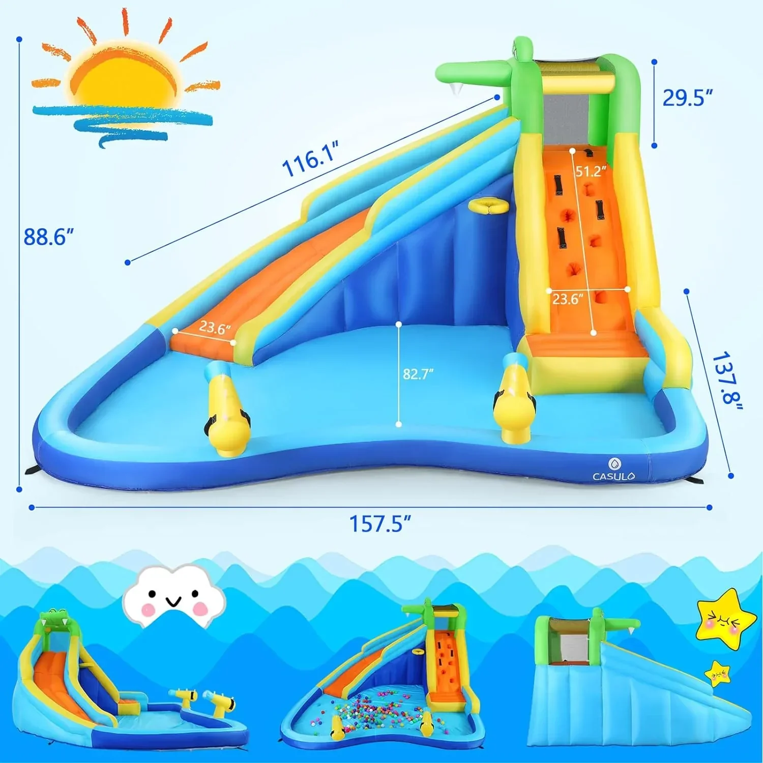 ROOJER Inflatable Water Slide Bounce House 8-in-1 With 450W Blower - Crocodile Water Park - Image 18 ROOJER Inflatable Water Slide Bounce House 8-in-1 With 450W Blower - Crocodile Water Park - Image 18