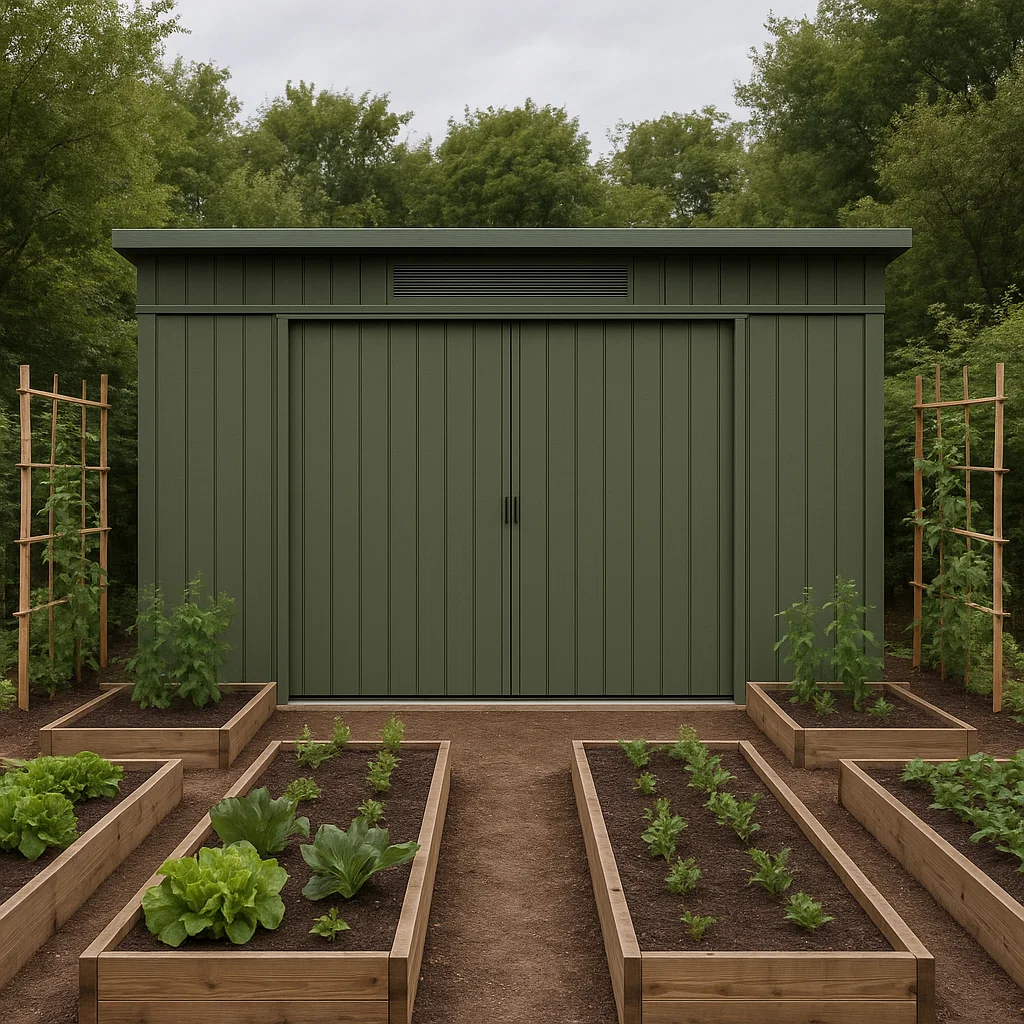 Caseta de Jardín Verde Oliva, Metal para Jardín Exterior, 260×190×210 cm nclPlfg200KN