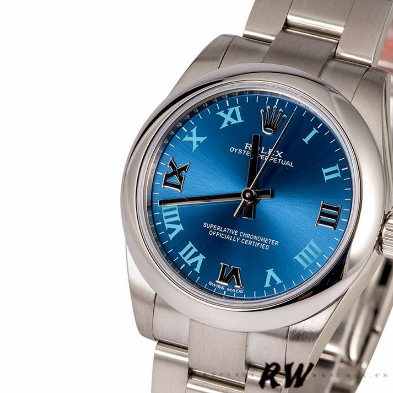 Rolex Oyster Perpetual 177200 Blue Dial Domed Bezel 31mm Lady Replica Watch