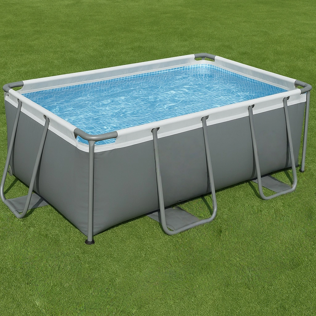 Piscina sobre suelo Rectangular Gris PVC Jardín 300x150x75 cm