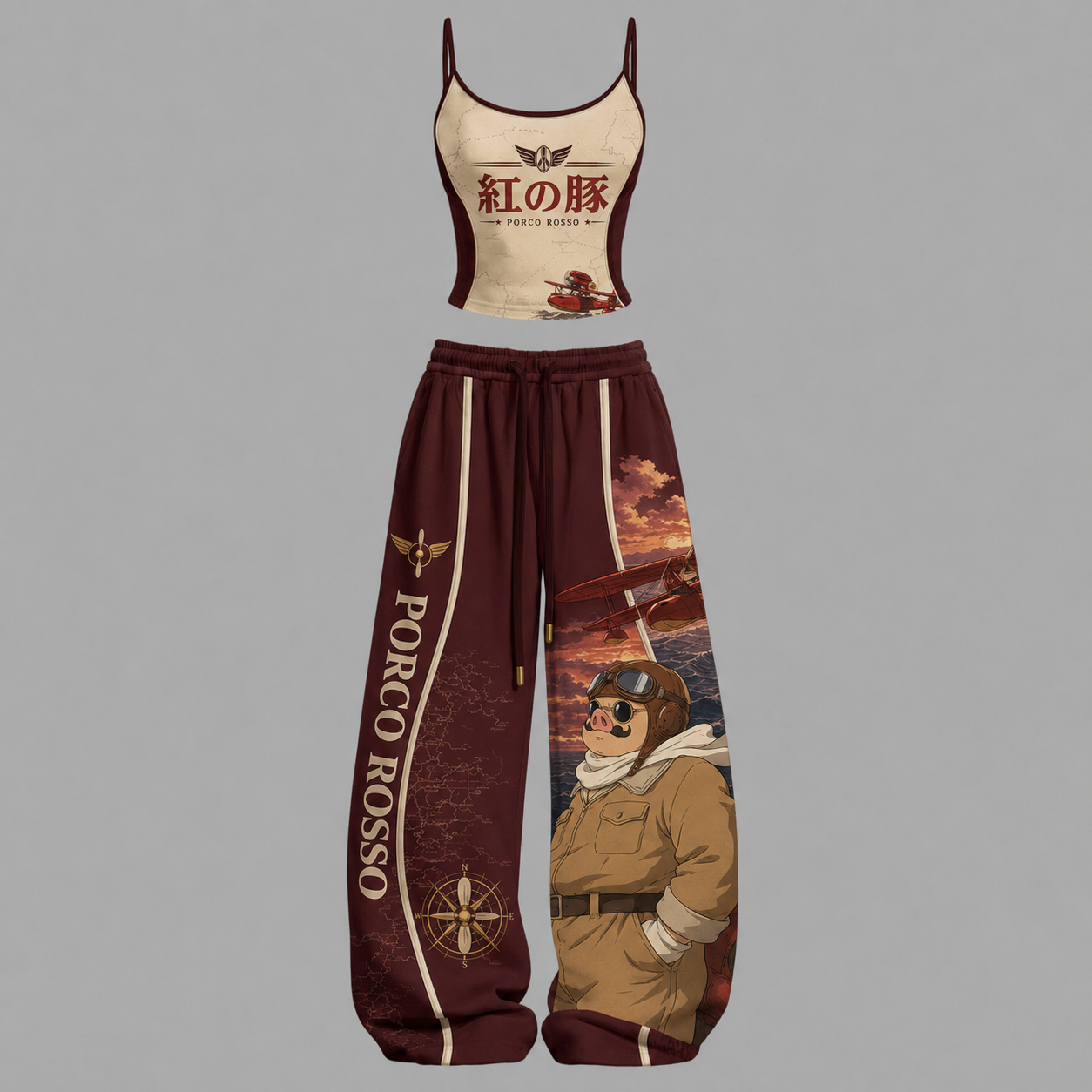 Red Pig-Top & Elasticated Trousers Two-Piece Set TeeThreads Sustain the Scene with Custom Apparel