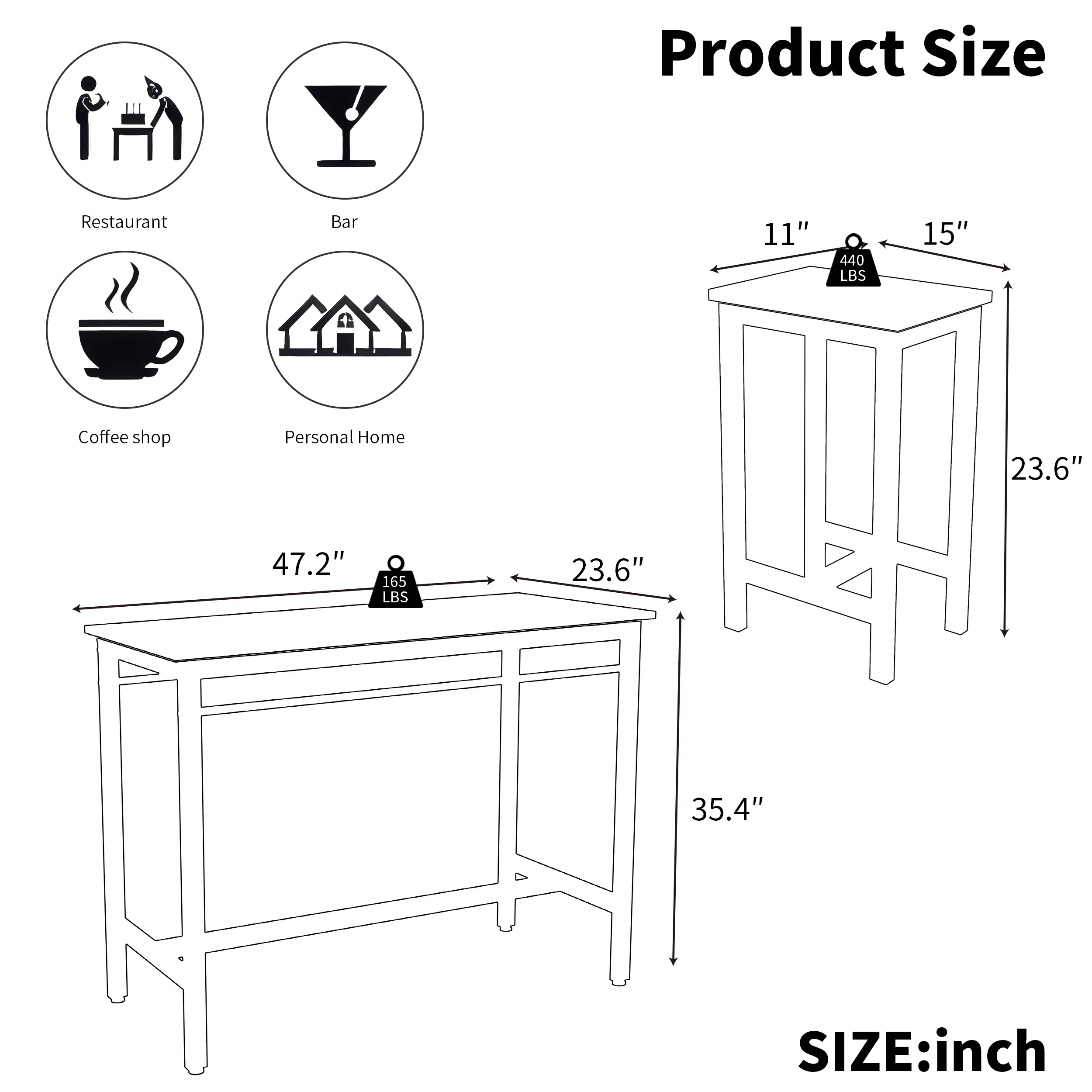 Counter Height Table Set of 5, Breakfast Bar Table and Stool Set, Minimalist Dining Table with Backless Stools, Wood Top Pub Table & Chair Set for Kitchen Apartment Bistro - Space Saving - Image 42