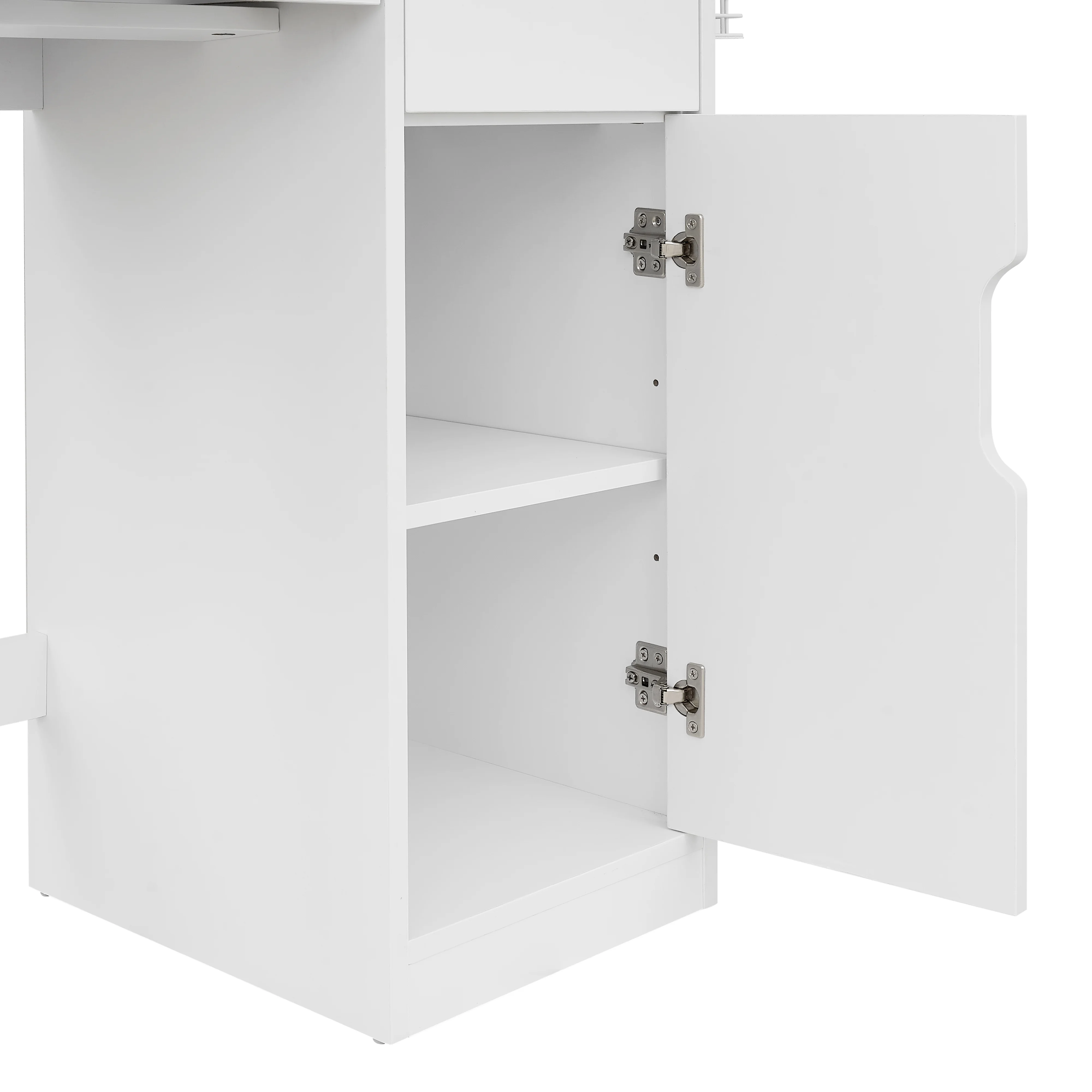 Mainstays Get Ready with Me GRWM Deluxe 2-Piece Vanity and Stool with Lighted Mirror and USB Power, White Finish - Image 14