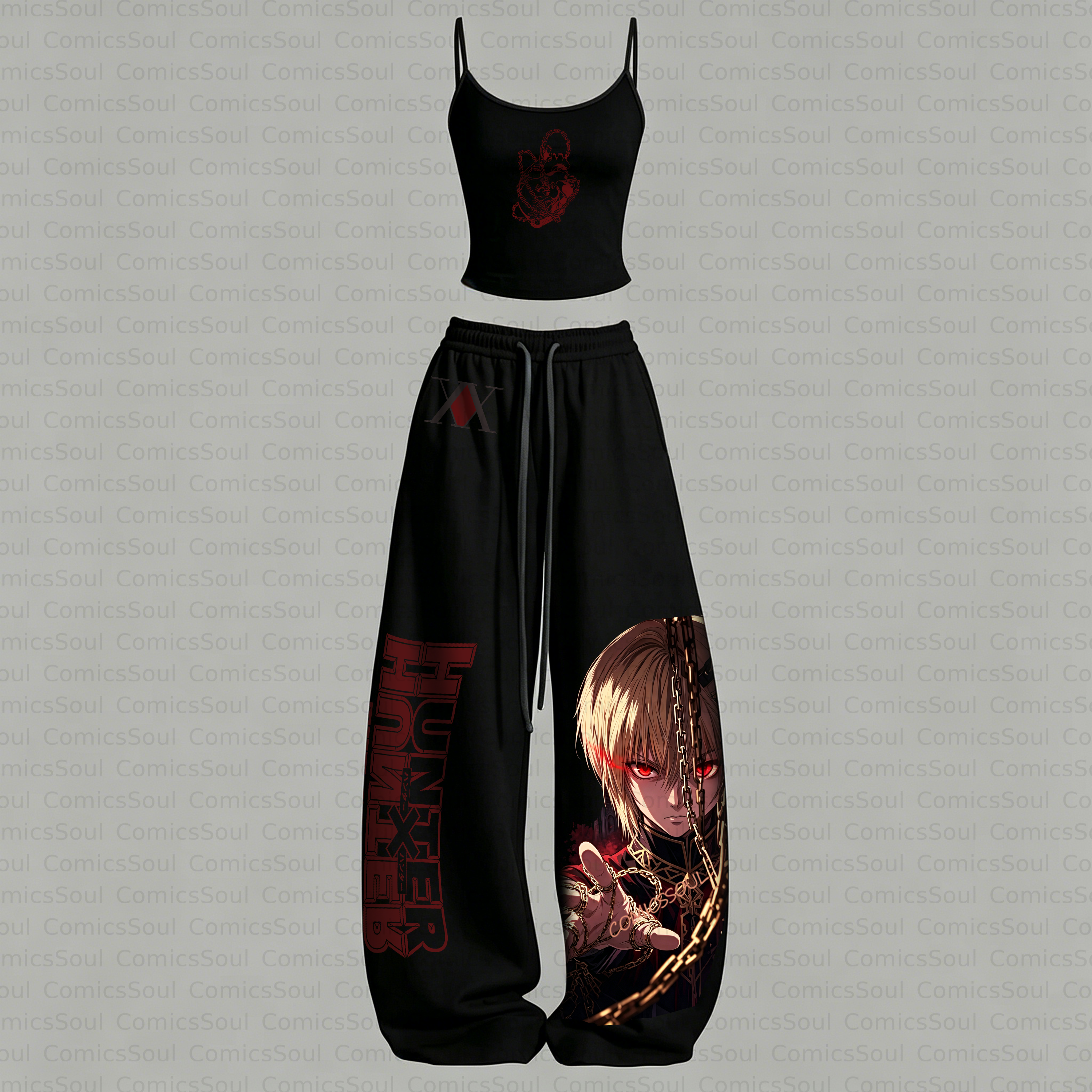 HUNTER×HUNTER Top & Elasticated Trousers Two-Piece Set