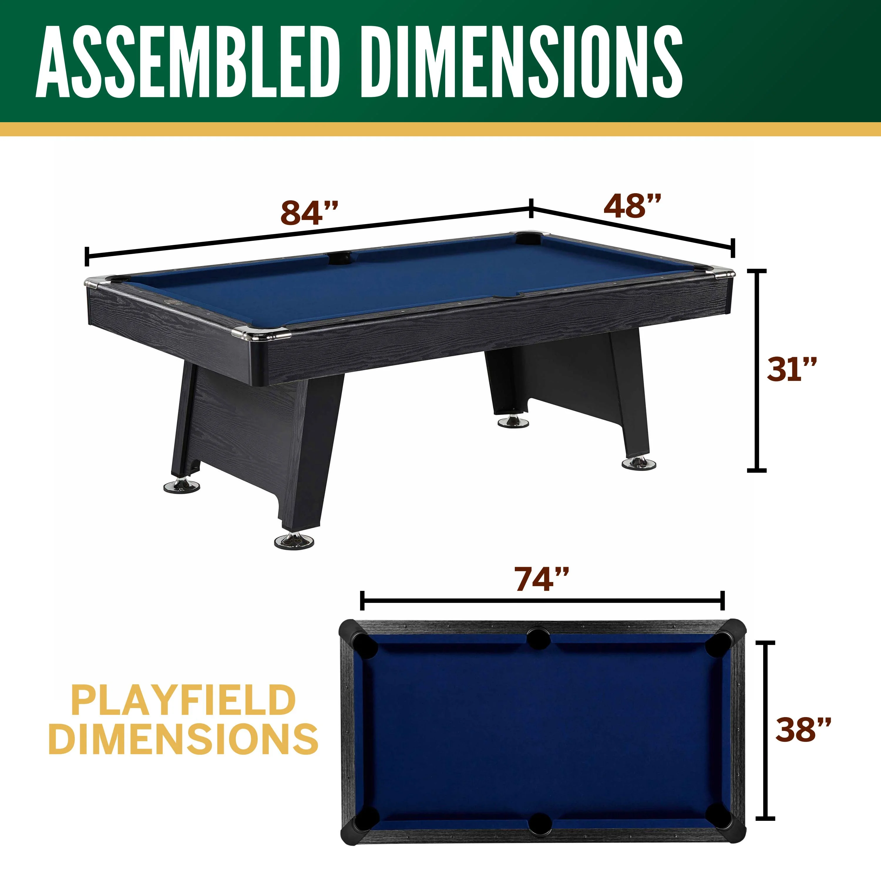 Thornton 7 ft Arcade Billiard Table with Pool Ball and Cue Stick Set (84 in x 48 in) - Image 2