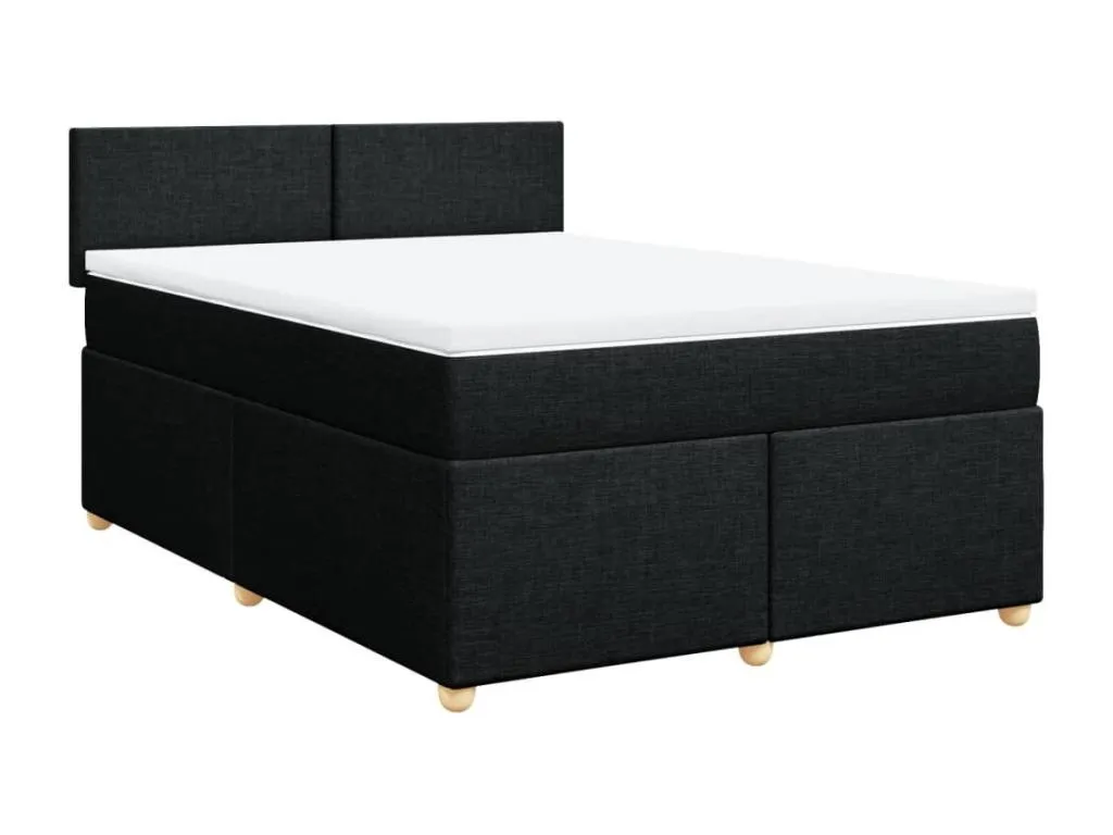 Cama box spring con colchón tela negro 160x200 cm tup3521416
