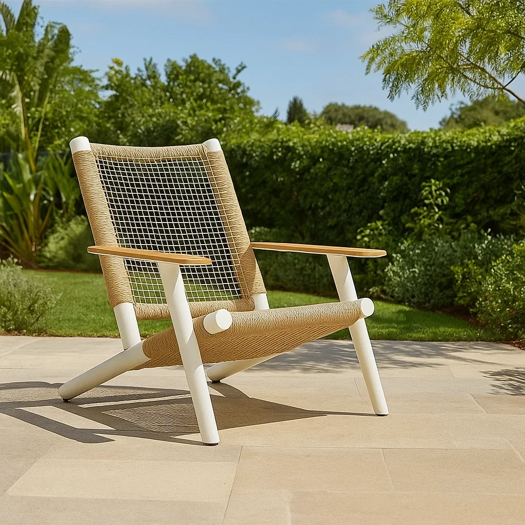 Silla Adirondack,blanca,aluminio,para jardín o terraza,62x66x93 cm
