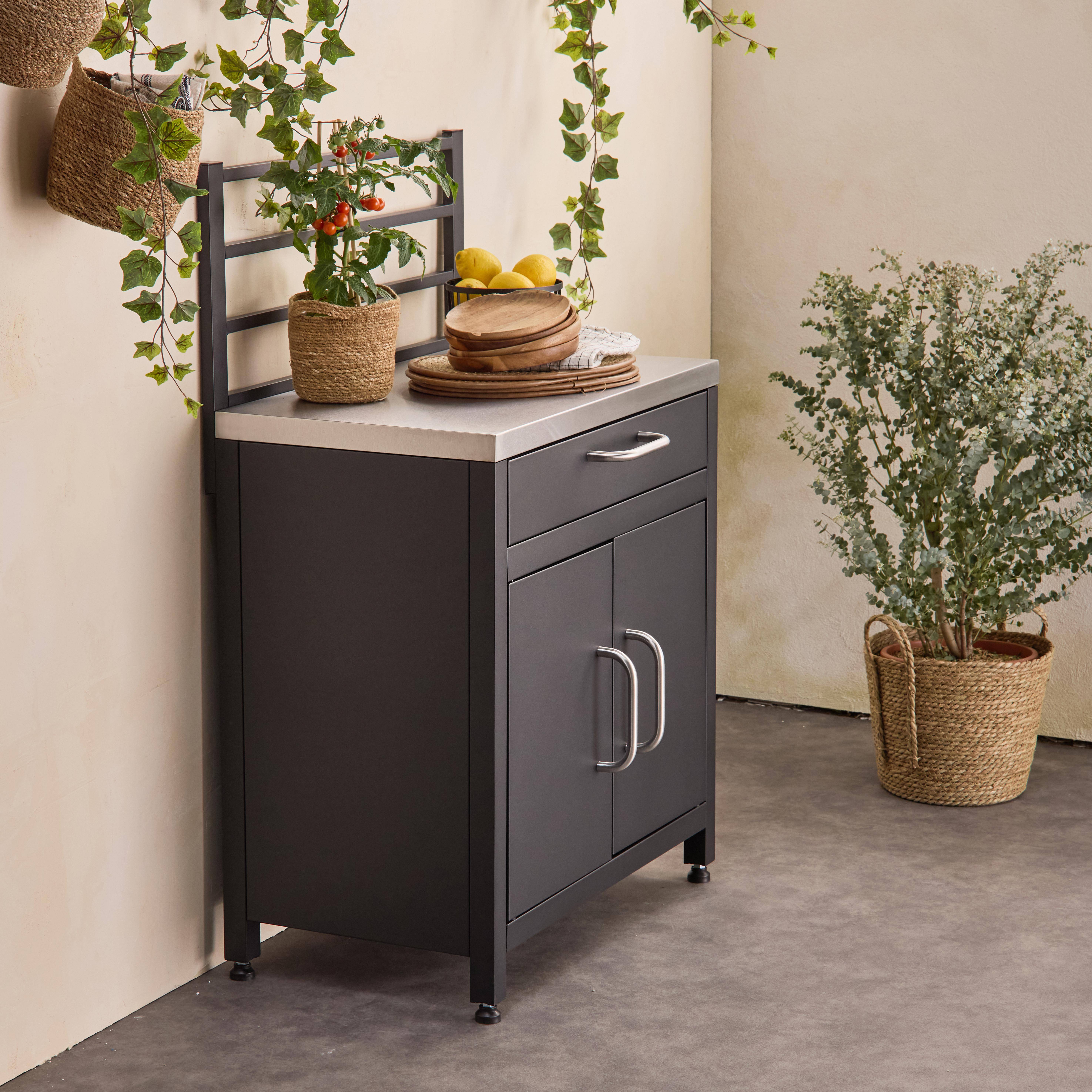 Grimaud - Cocina exterior de acero 1 cajón y 2 puertas, 80cm