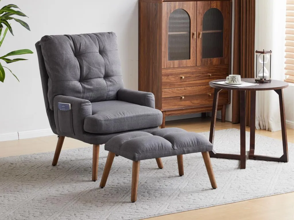 Sillón vonvertible con reposapiés y respaldo regulable - Gris