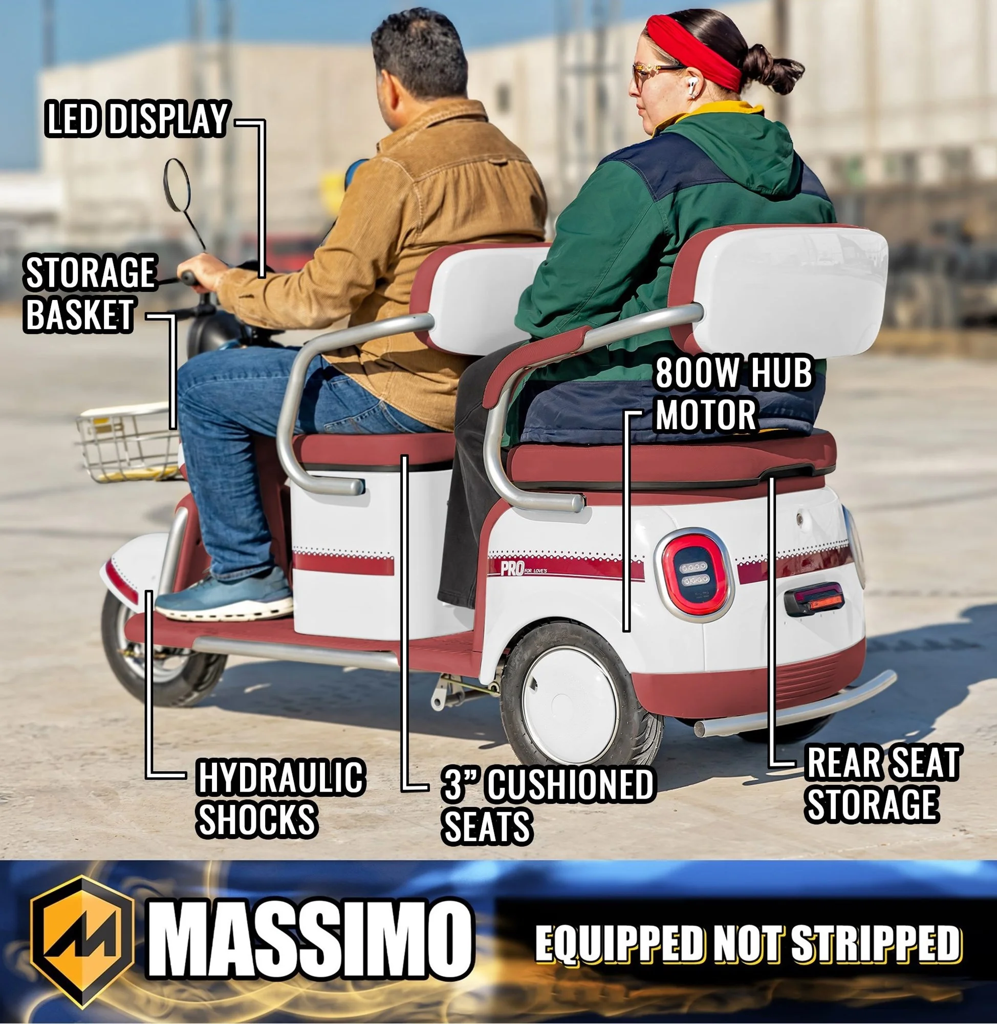 Massimo MGC E-Trike 3-Wheel Electric Cart – 17 MPH, 2-Seater Adult Scooter – Blue - Image 51