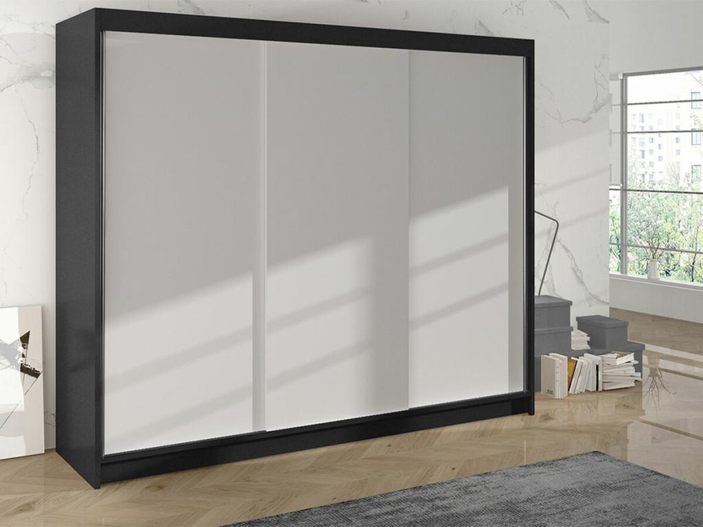 Armario Hominor 160 - Negro - Blanco - 215x200x58cm - Puertas de armario Correderas