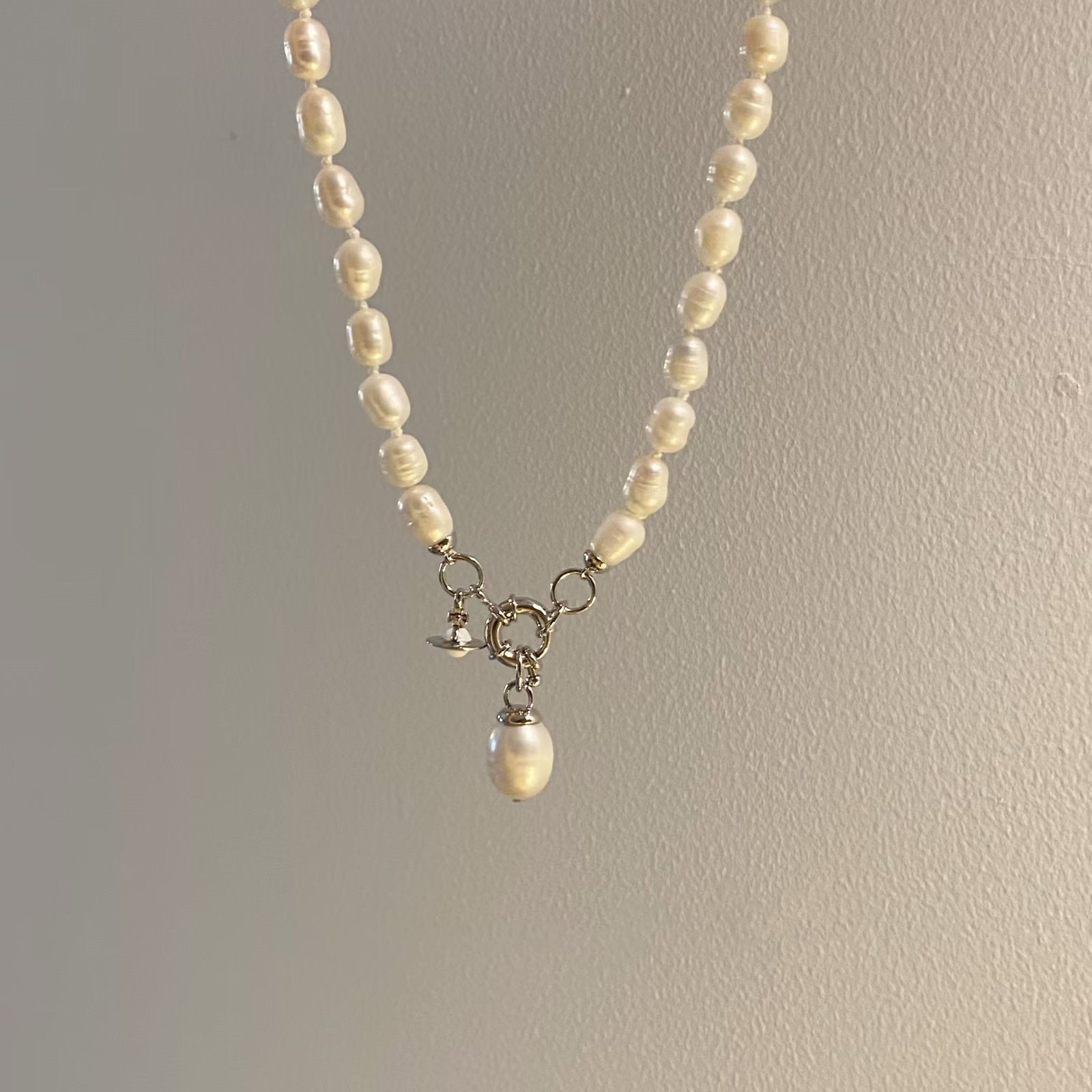 Vivienne Westwood Teardrop Pearl Charm Pendant Necklace - Original Replica Club