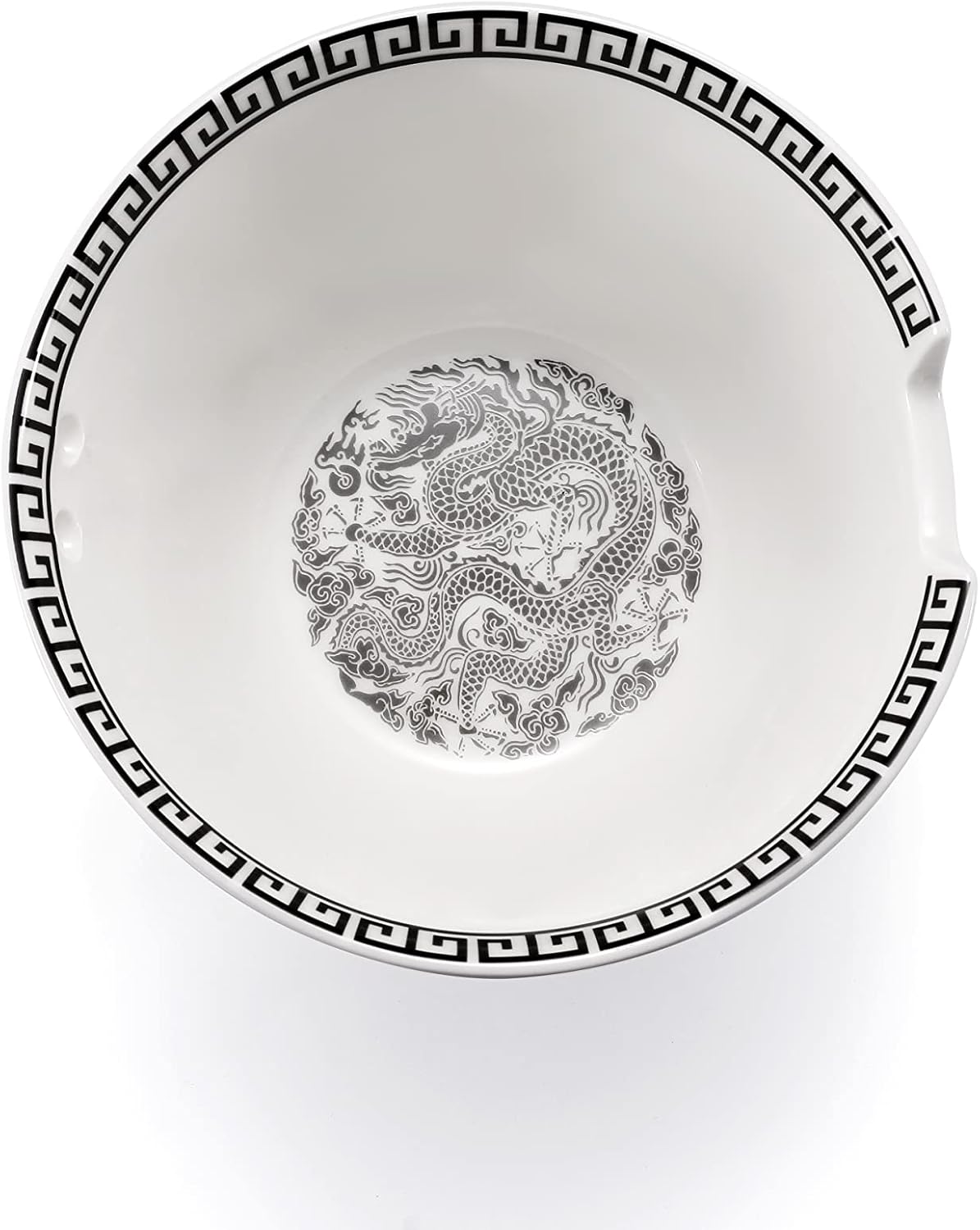 Hagary Dragon Ceramic Bowls Japanese Korean Soup Bowl Pasta Salad Dessert Serving Bowls Housewarming Wedding Gifts Designed in Korea (With Chopsticks) (Black, 20 oz - 1pc)