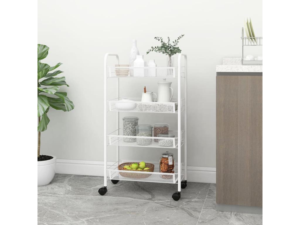 Carrito de cocina 4 niveles hierro blanco 46x26x85 cm