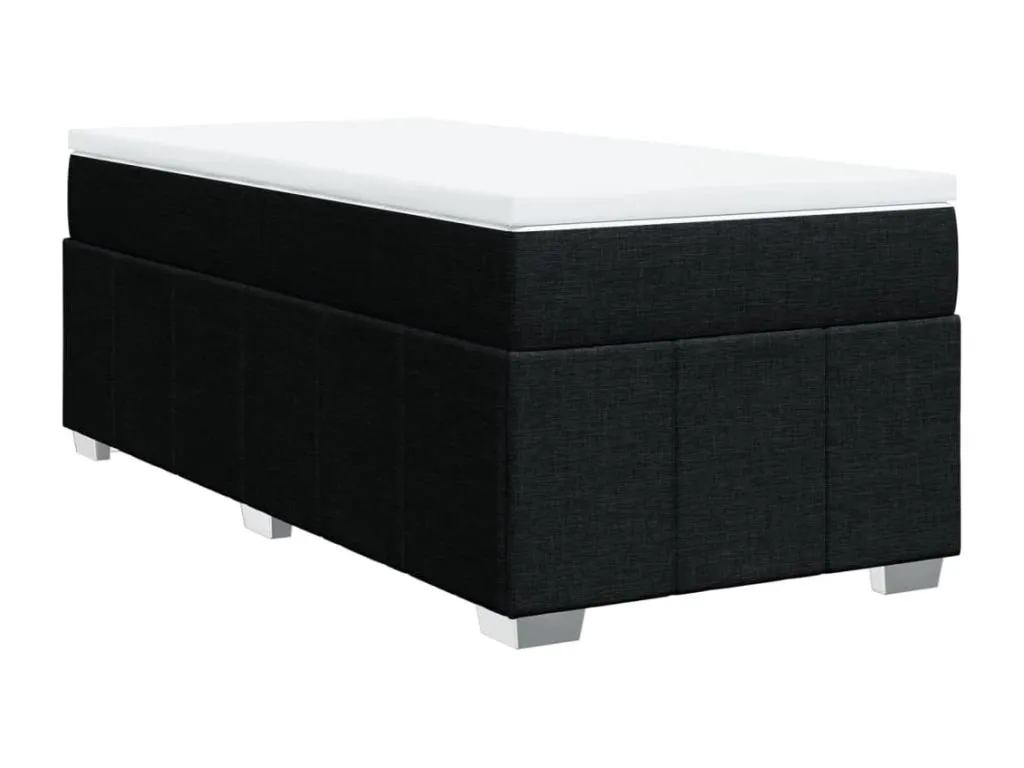 Cama box spring con colchón tela negro 100x200 cm uwx3520740