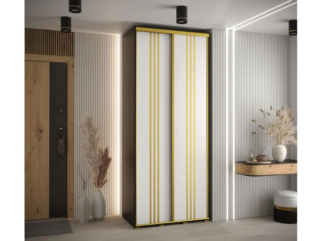 ARMARIO Mueblestop 6 DE PUERTAS CORREDERAS 235.2/120/60 2 puertas (Negro/Blanco/Oro) JTLN88751