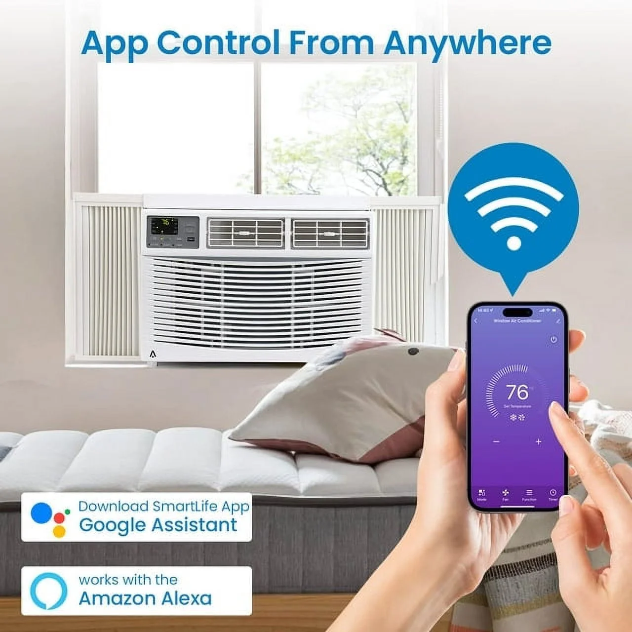 12000btu Window Air Conditioner With Wi-fi Enabled, Remote Control, Cooling Up To 550sq.ft, 115v Wall Mounted Window Ac Units For Rooms, Dehumidifier, Fan, Reusable Filter - Image 25