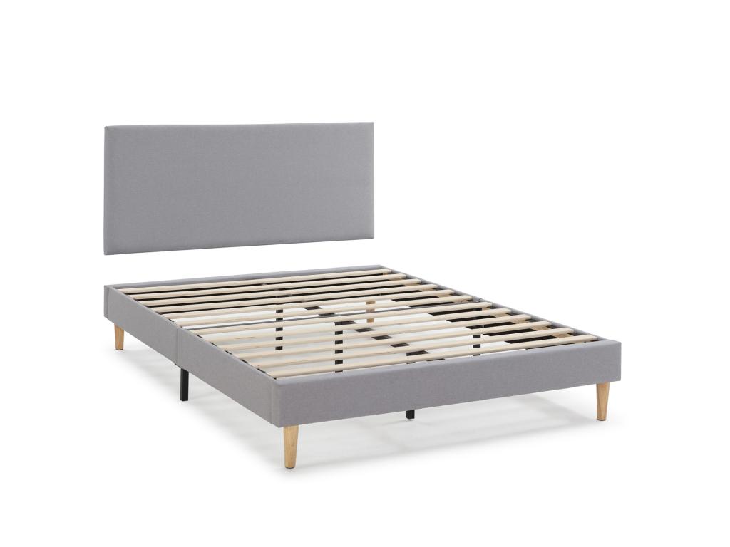 Base tapizada + Cabecero Aura 140x190 cm Gris Claro