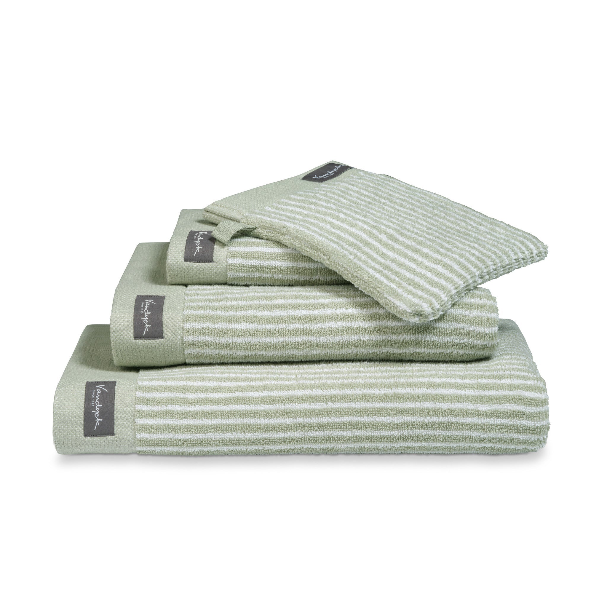 Gastendoek Home Petit Ligne Smoke Green   Groen   Katoen
